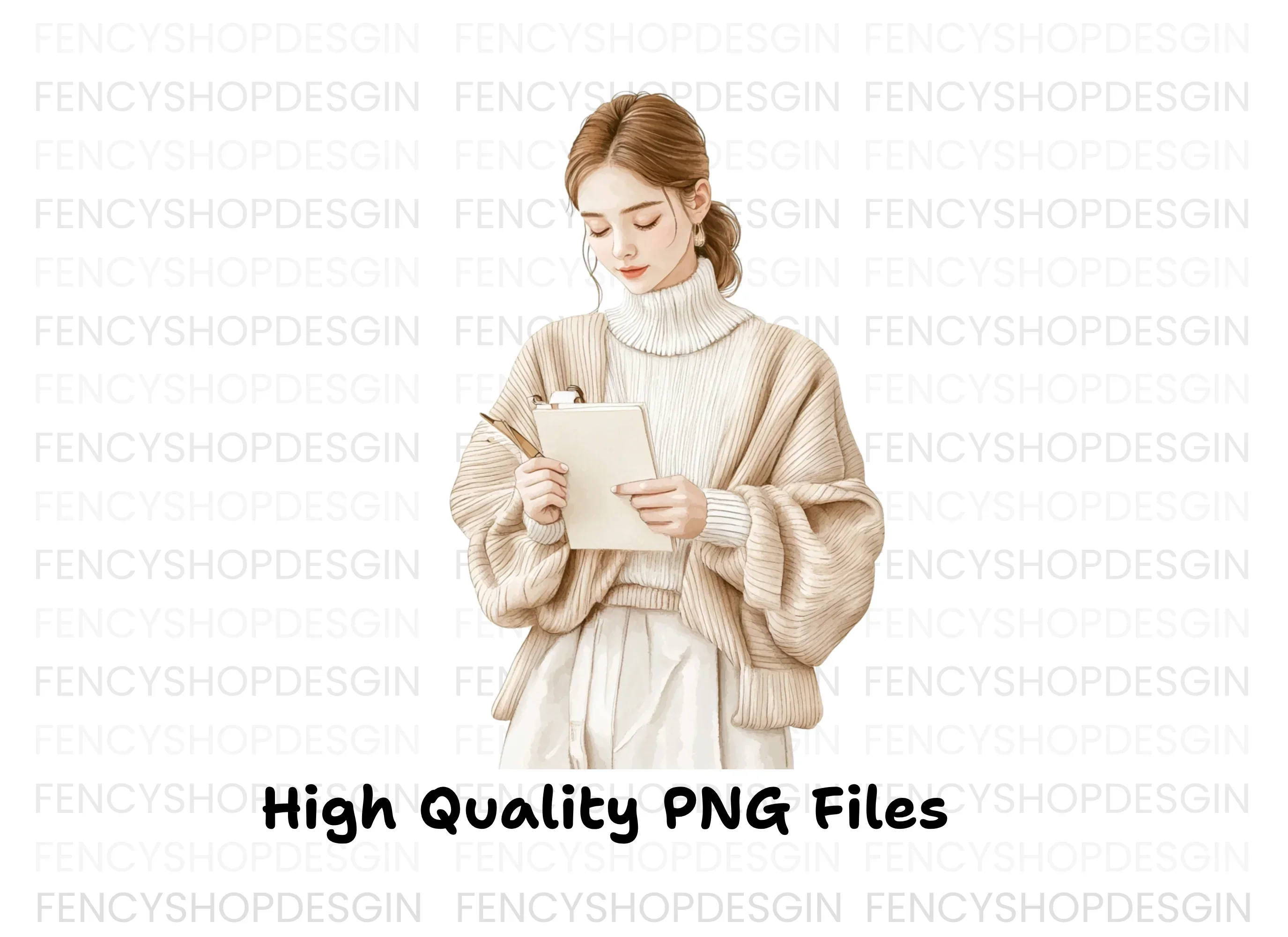 Focused Woman Clipart Bundle - Image 3