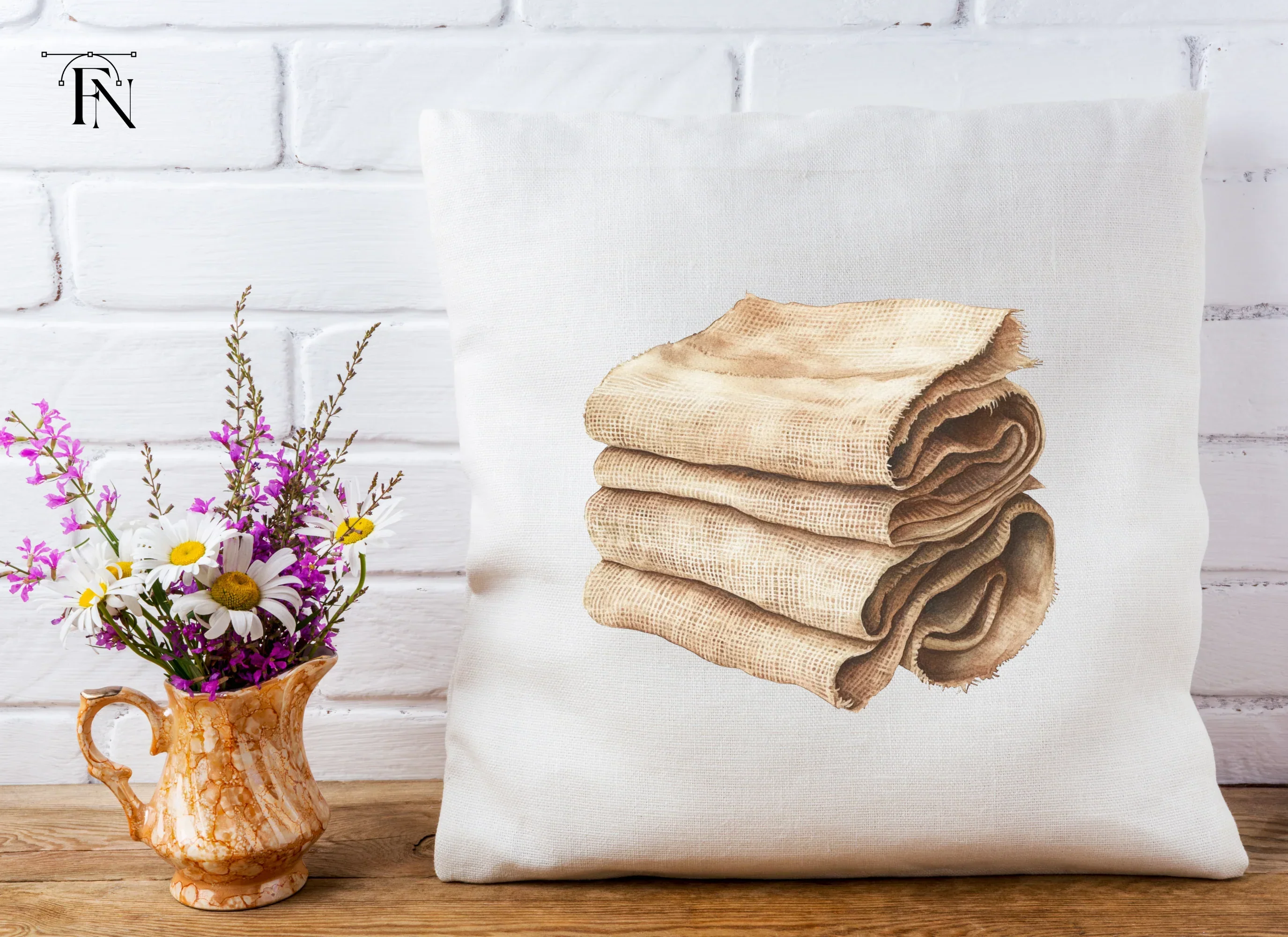 Folded Burlap Cloth Clipart Bundle - Image 5