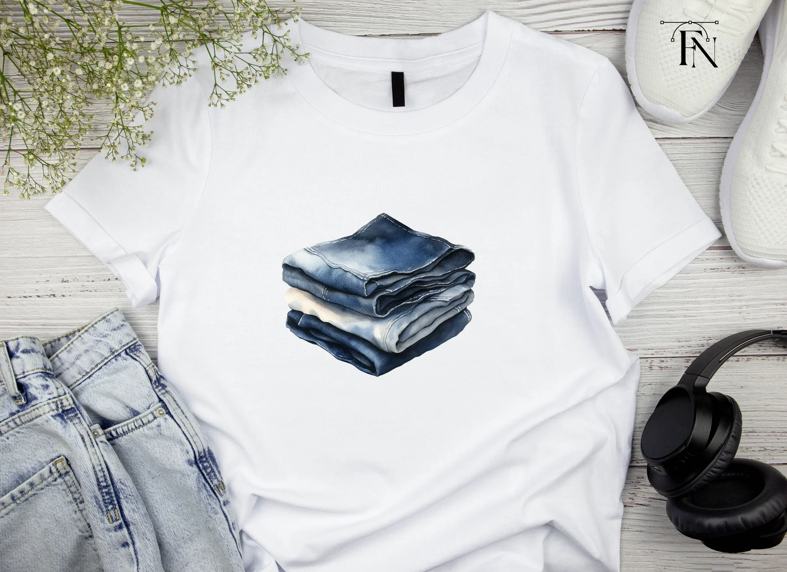 Folded Denim Jeans Clipart Bundle - Image 3