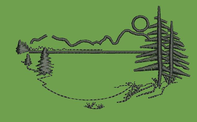 Forest Mountain Landscape Embroidery Design