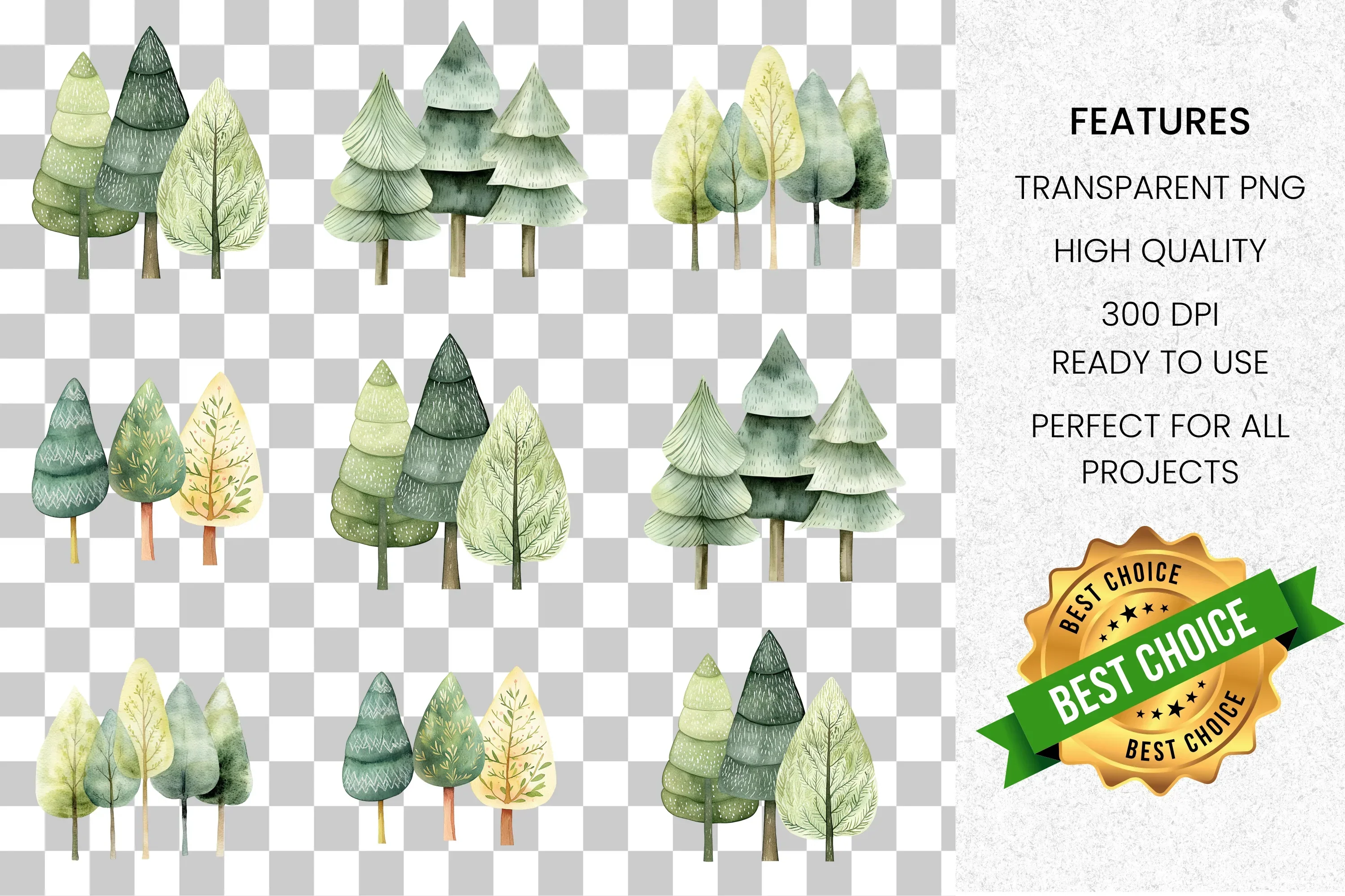 Forest Trees Clipart Bundle - Image 8