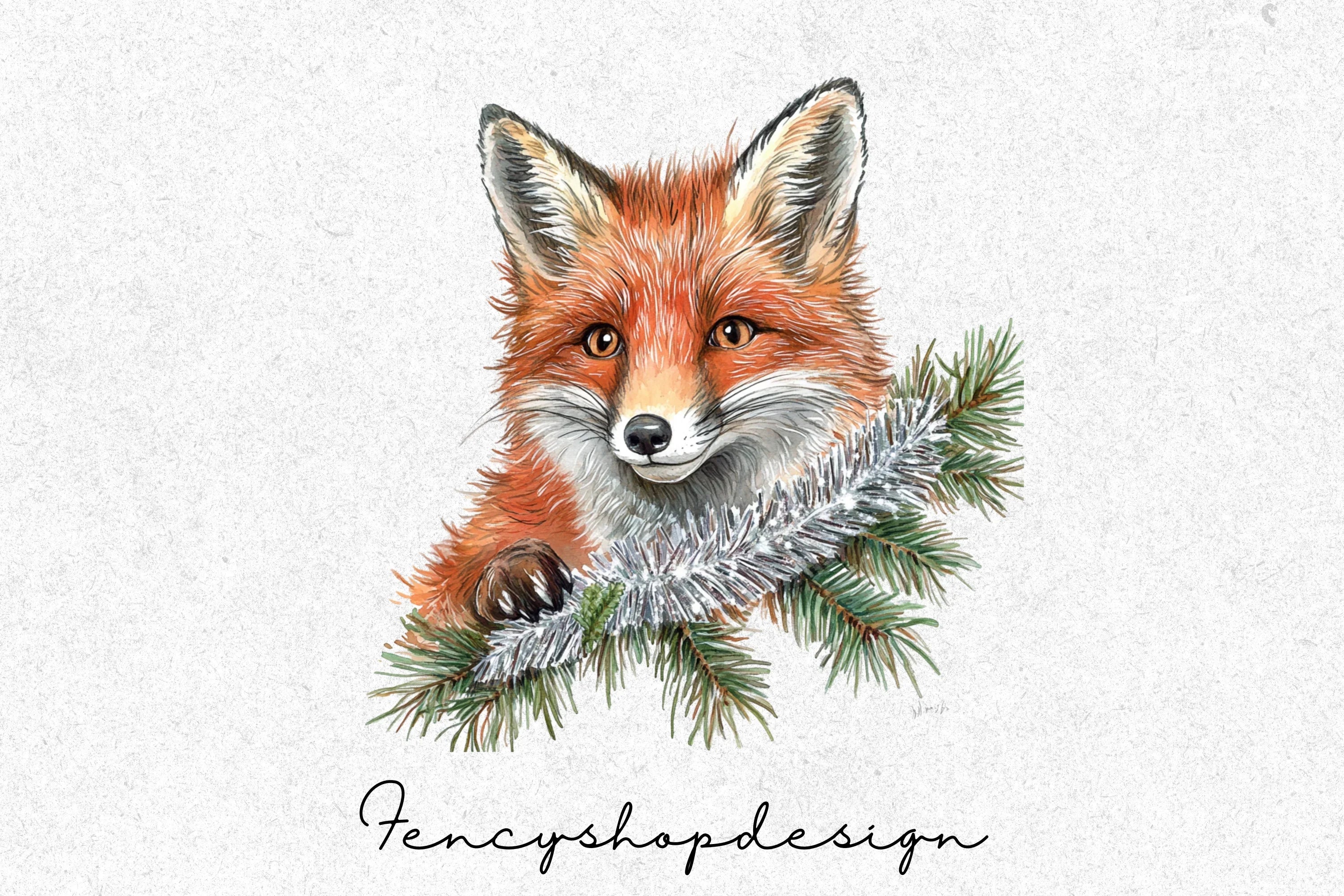Fox and Forest Elements Clipart Bundle - Image 6