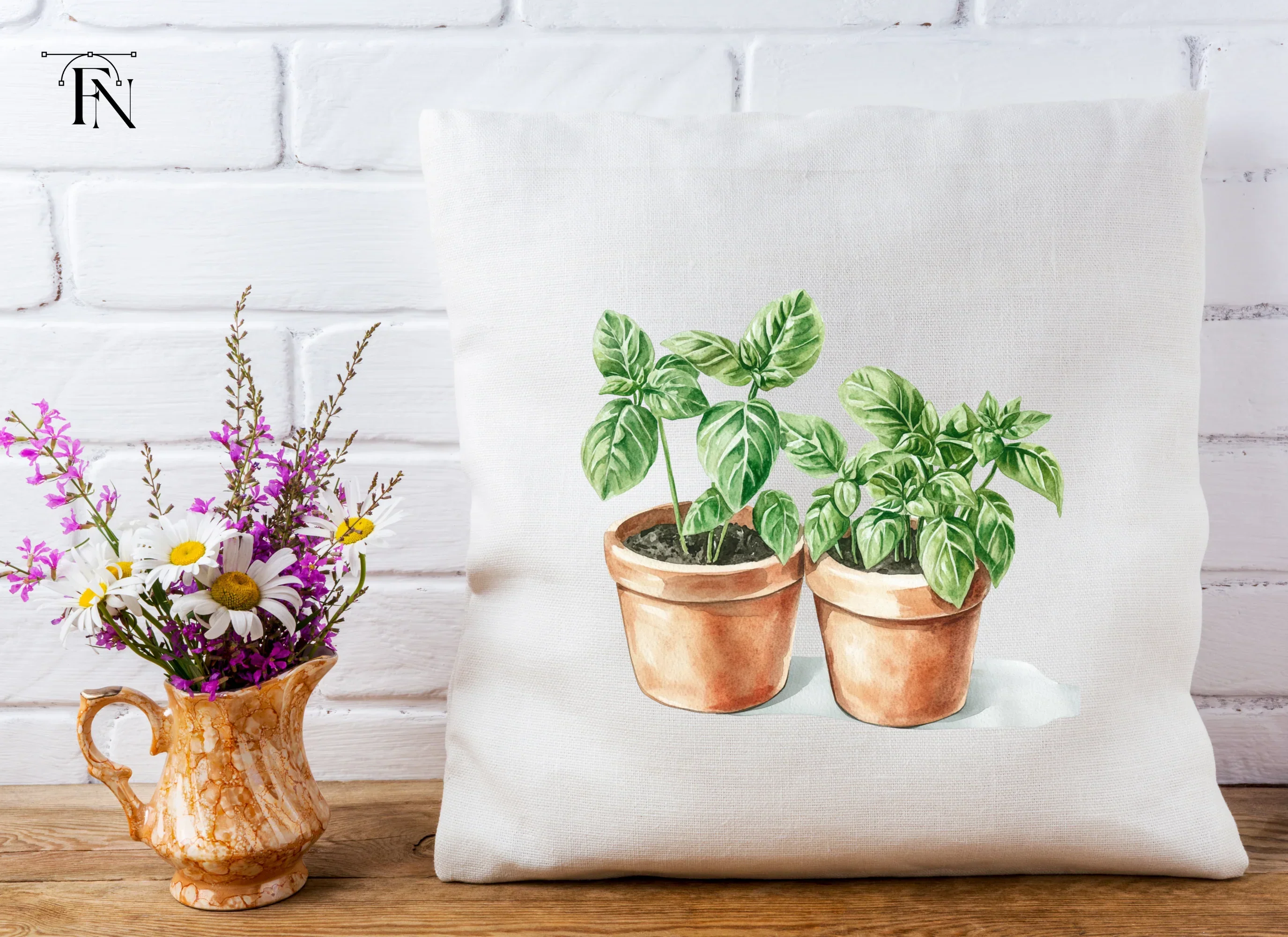 Fresh Basil Plants in Terracotta Pots Clipart Bundle - Image 5