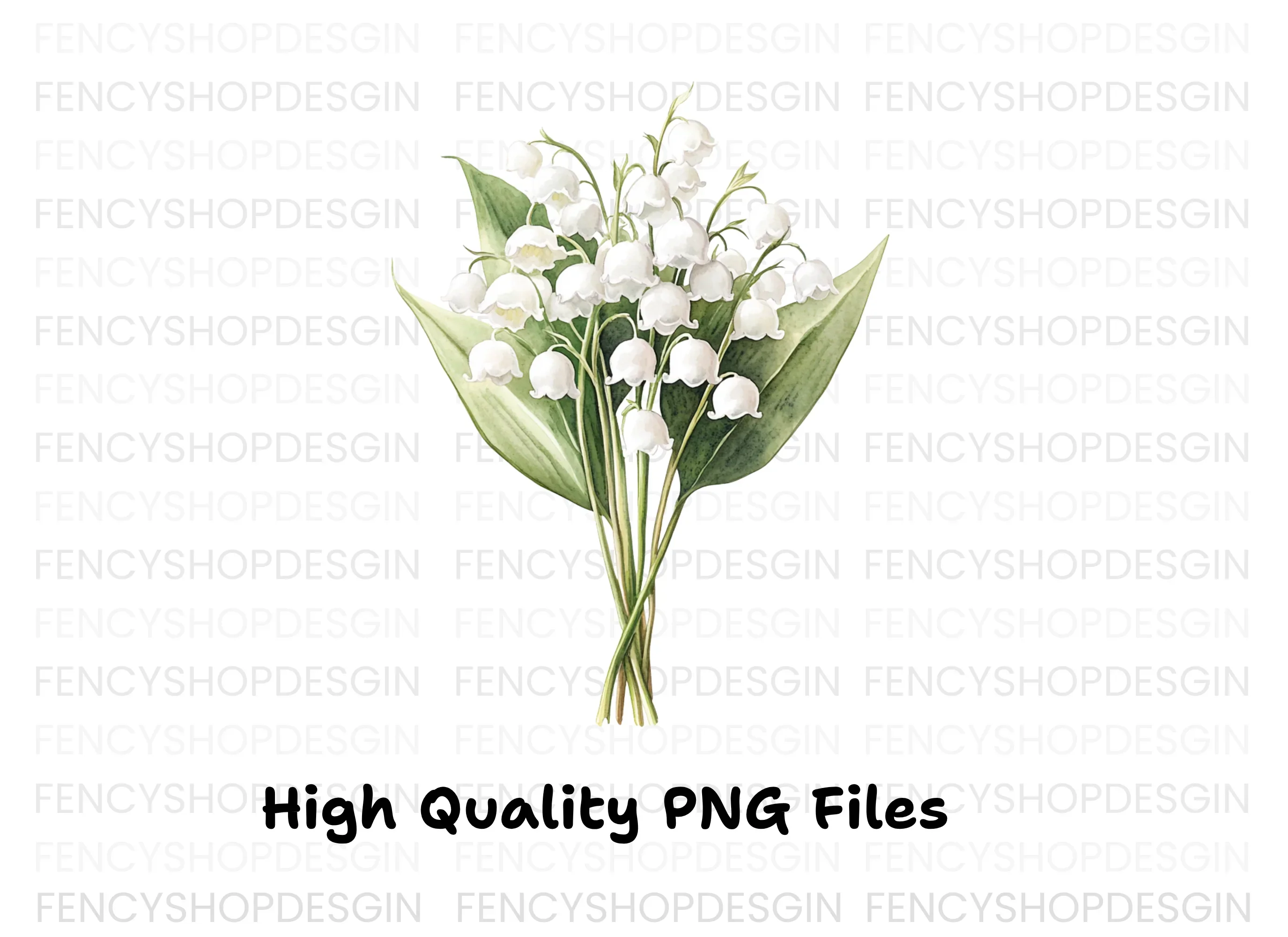 Fresh Lily of the Valley Bouquet Clipart Bundle - Image 2