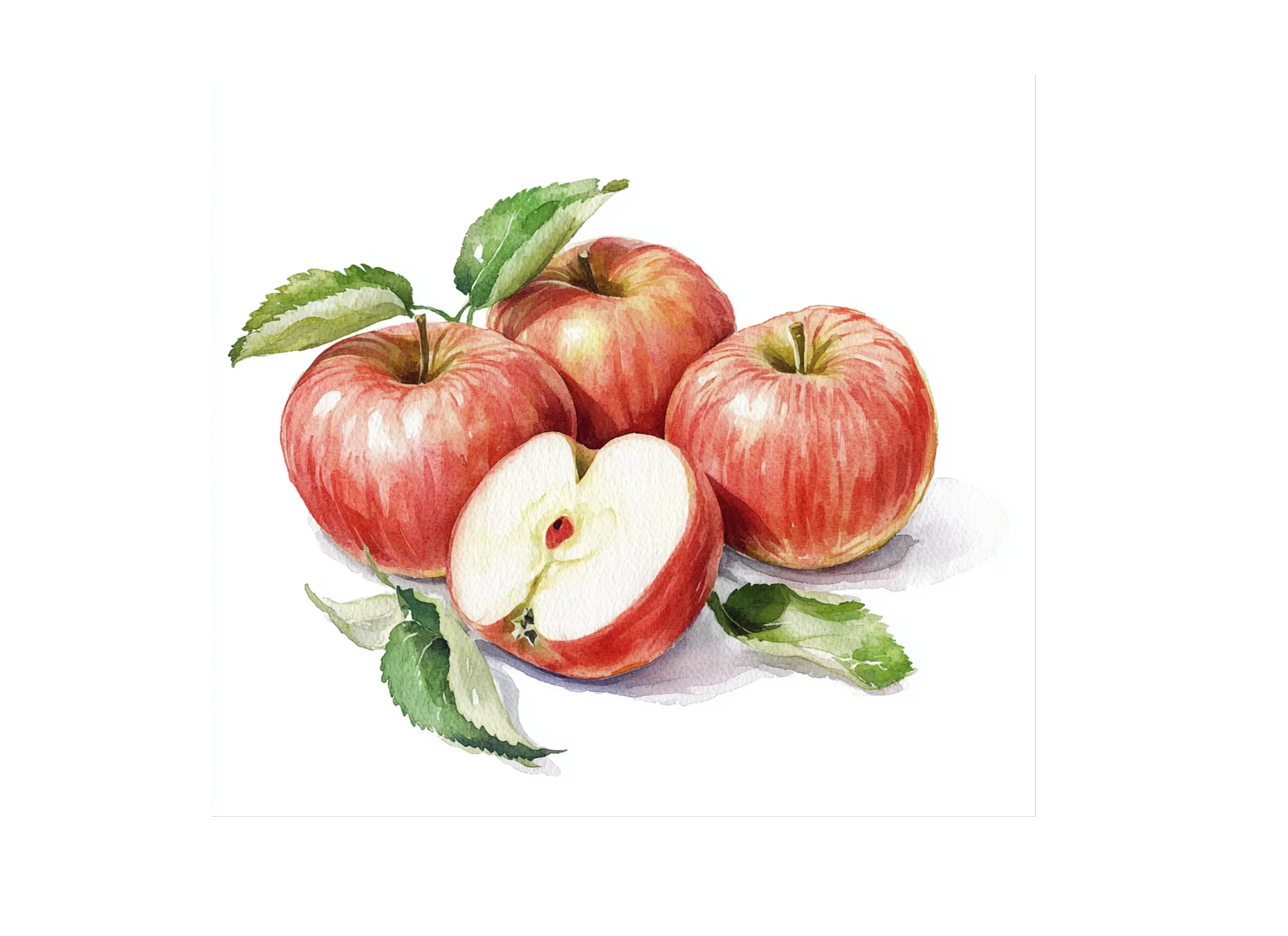 Fresh Red Apples with Leaves Clipart Bundle - Image 3