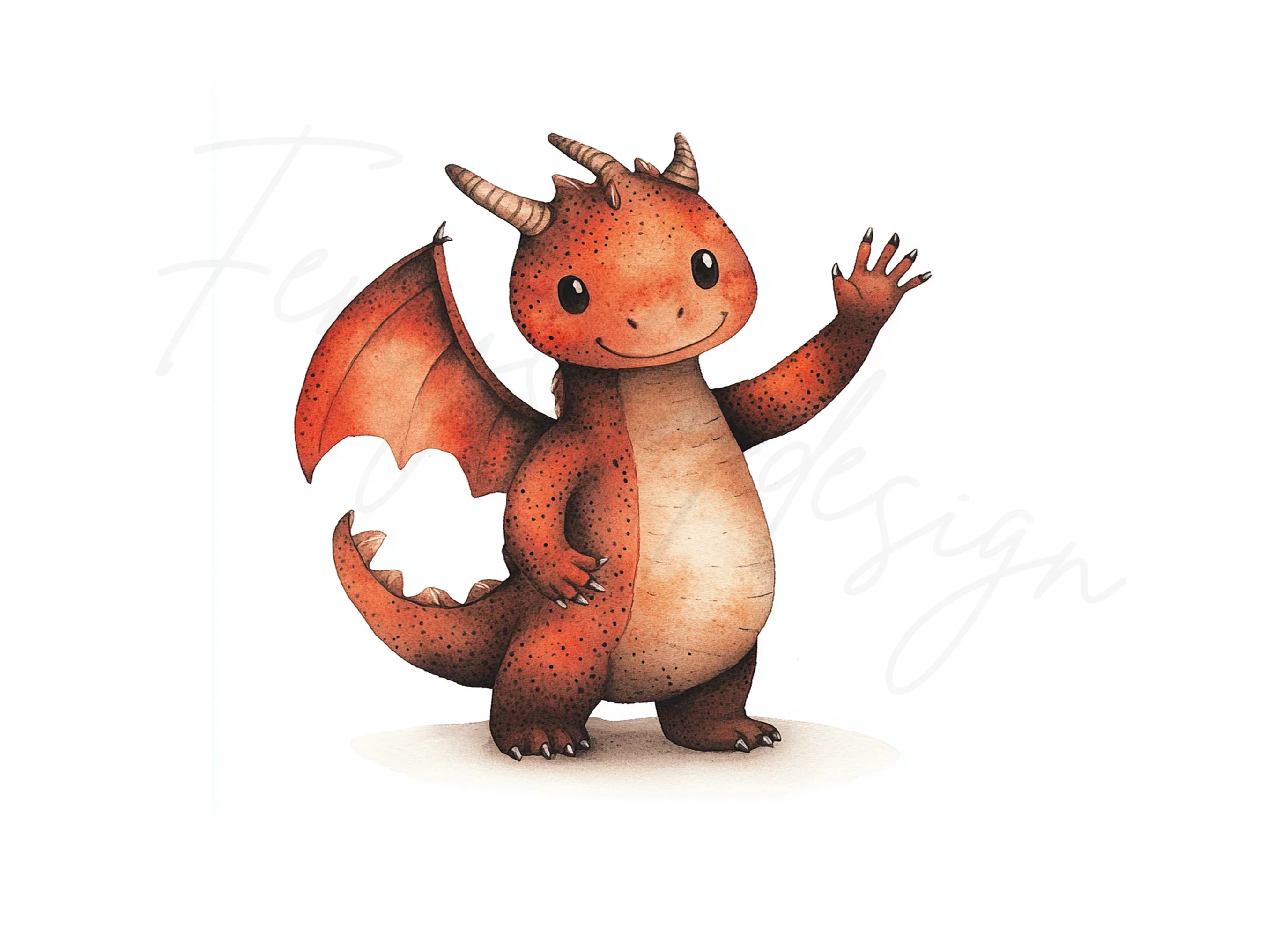 Friendly Waving Dragon Clipart Bundle - Image 3
