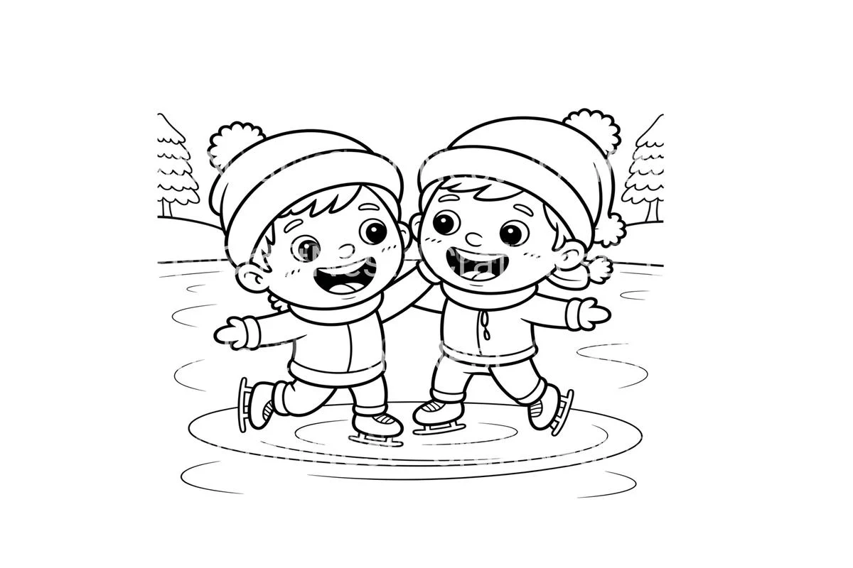 Friends Ice Skating Together Coloring Books - Image 2