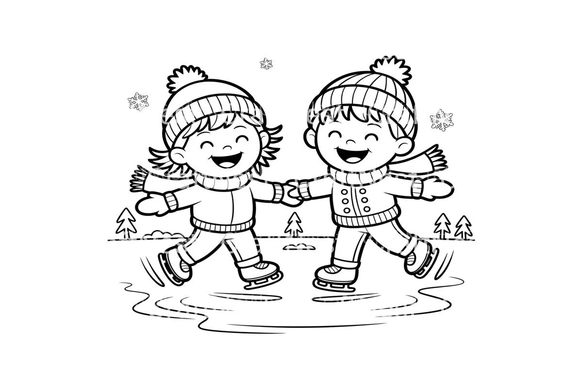 Friends Ice Skating Together Coloring Books - Image 3
