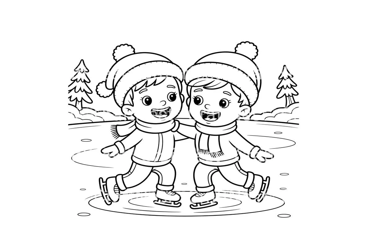 Friends Ice Skating Together Coloring Books - Image 4