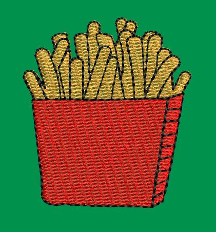 Fries in Red Bucket Embroidery Design