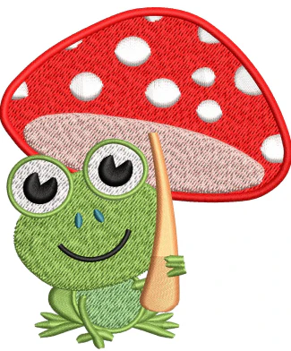 Frog With Umbrella Embroidery Design