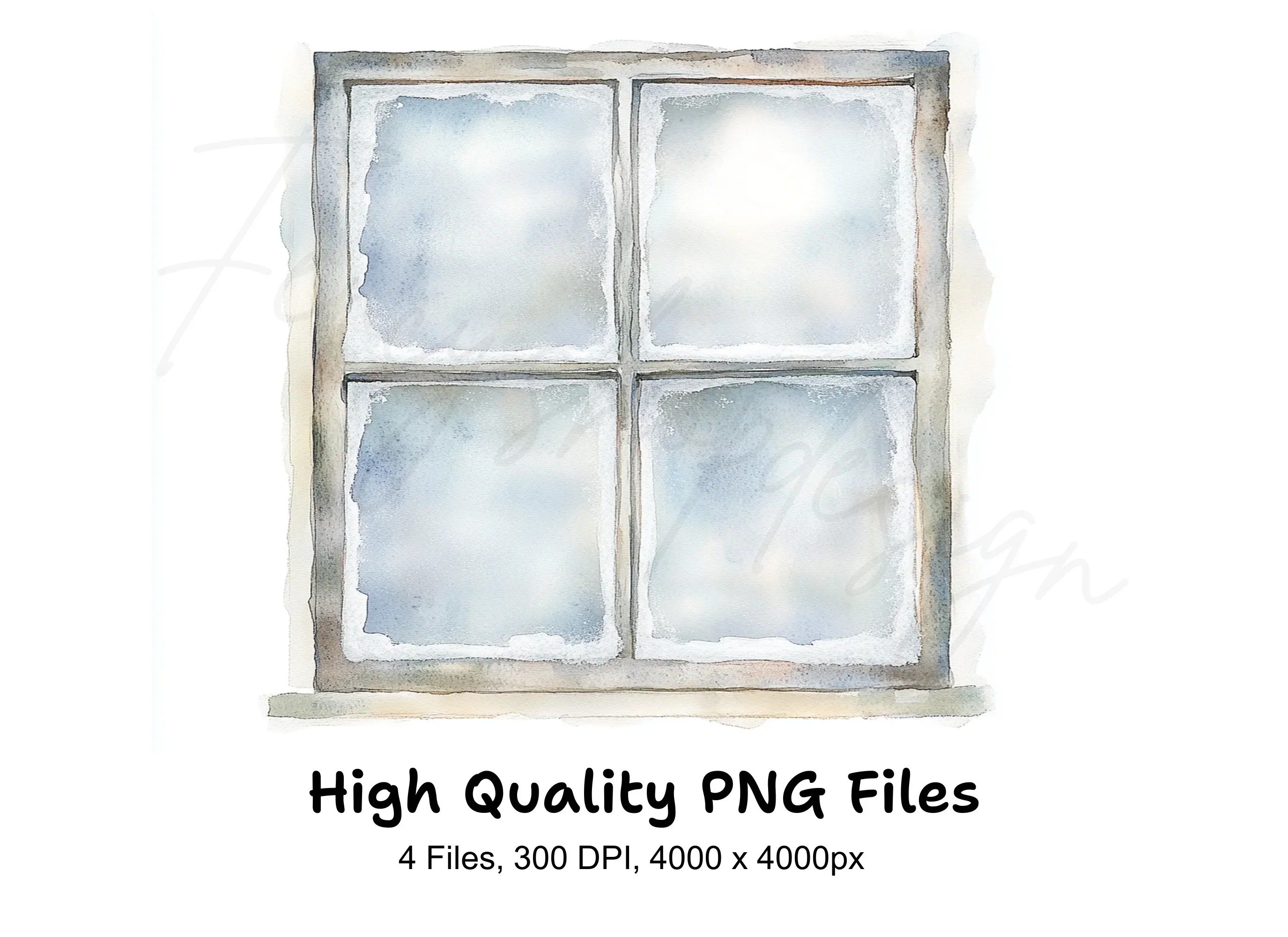 Frosted Winter Window Clipart Bundle