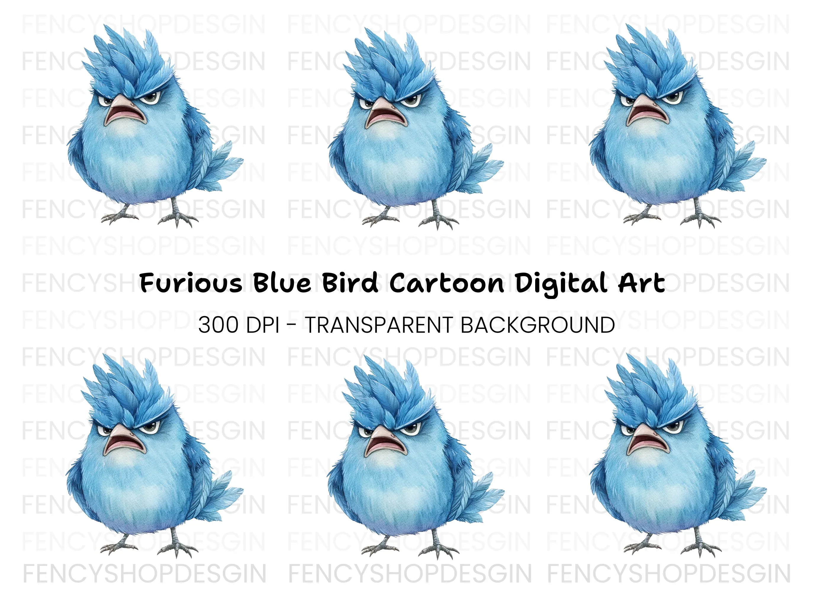 Furious Blue Bird Clipart Bundle