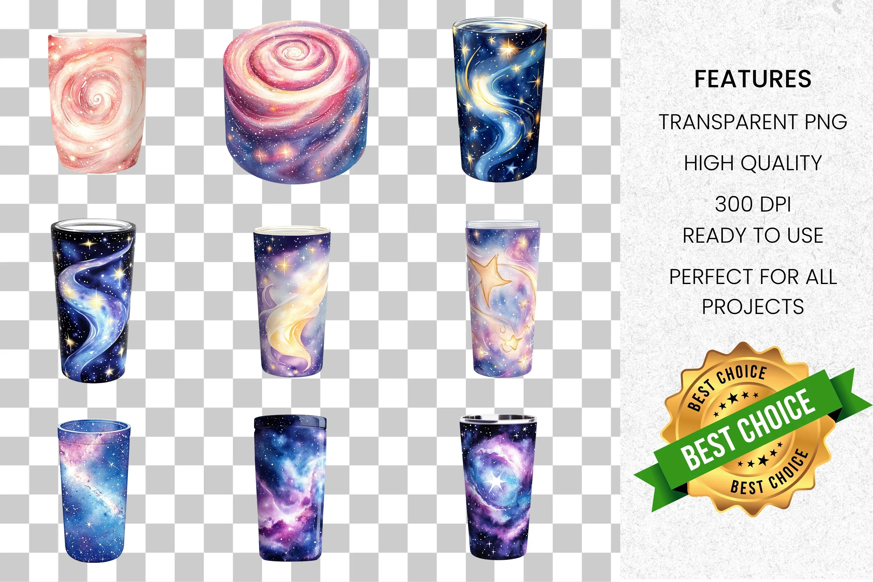 Galaxy Swirl Tumbler Clipart Bundle - Image 2