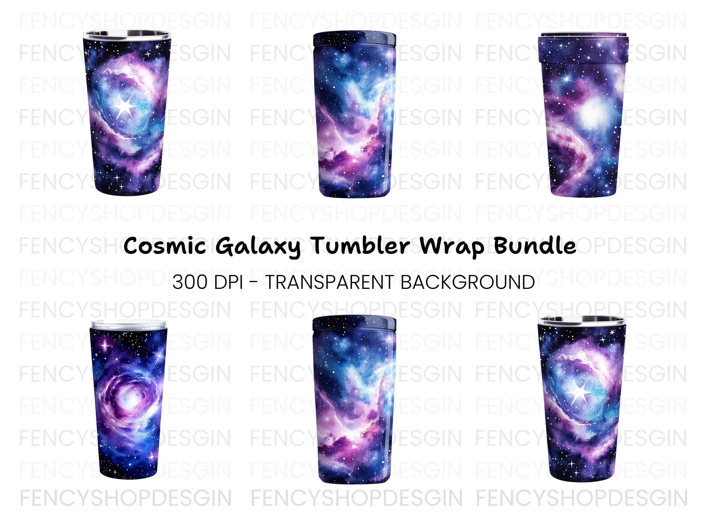 Galaxy Tumbler Clipart Bundle