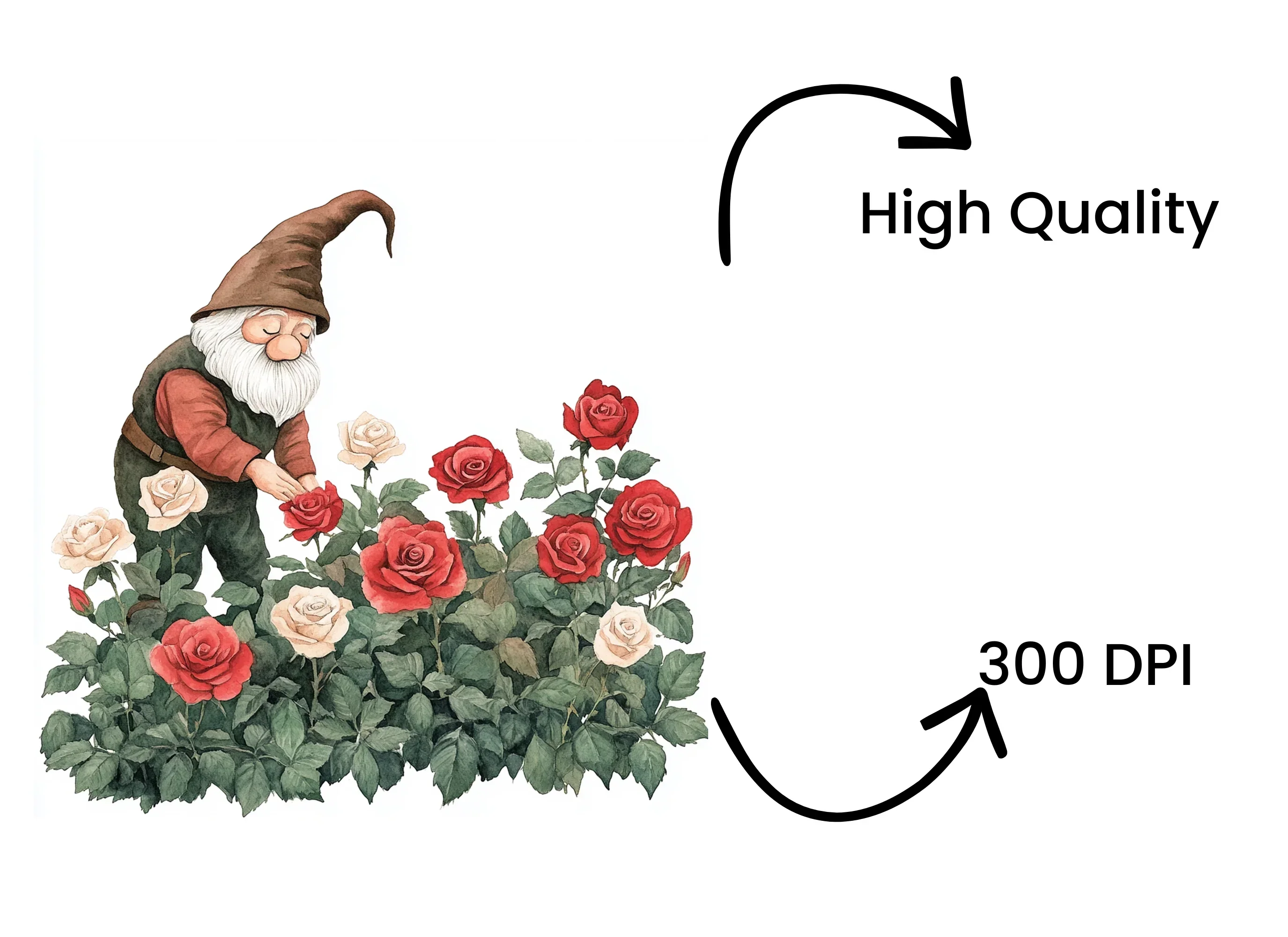 Garden Gnomes Tending Rose Bushes Clipart Bundle - Image 4