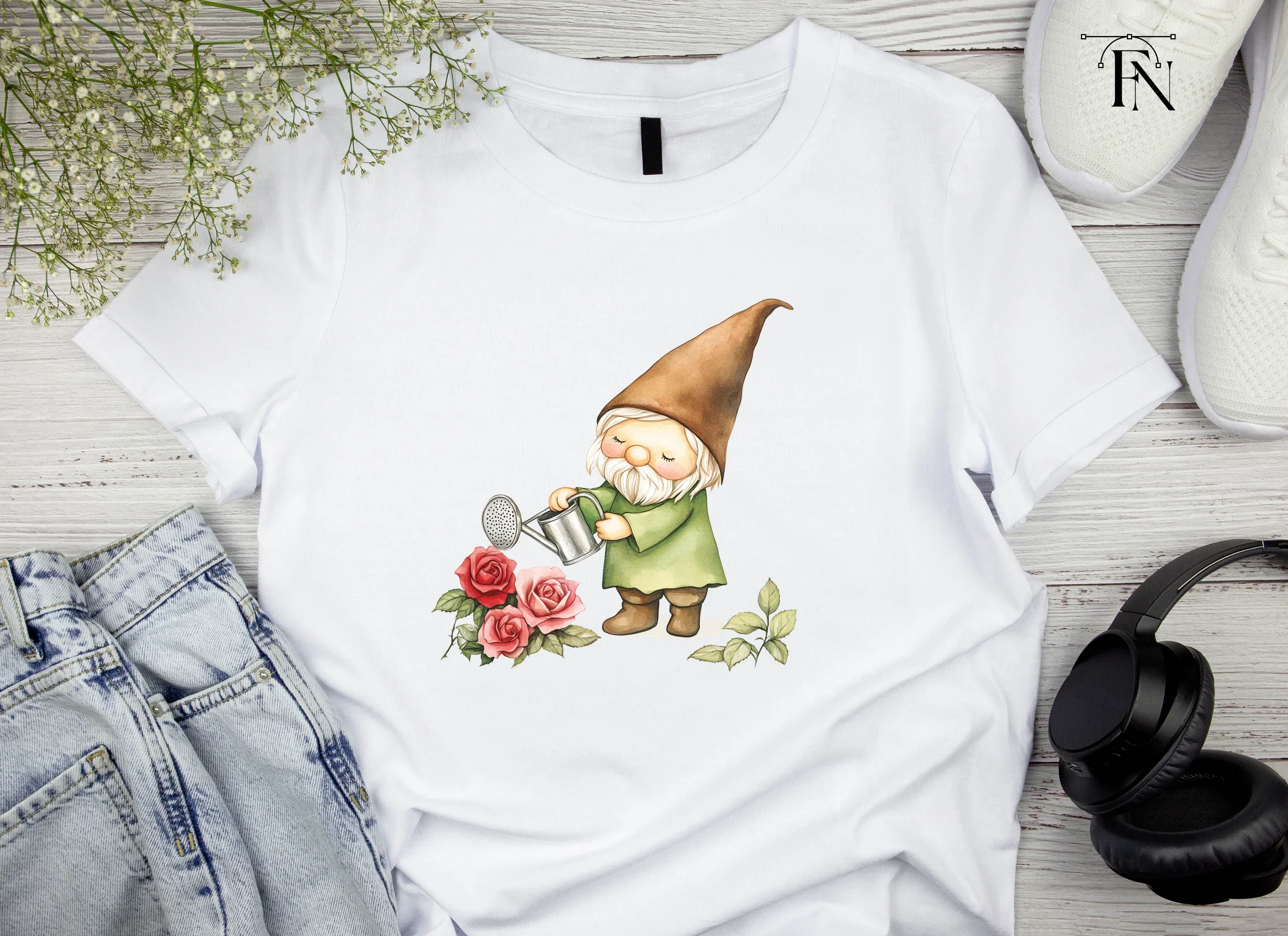 Gardening Gnomes with Roses Clipart Bundle - Image 4