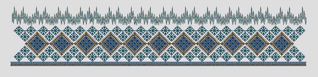 Geometric Argyle Diamond with Sawtooth Fringe Embroidery Design