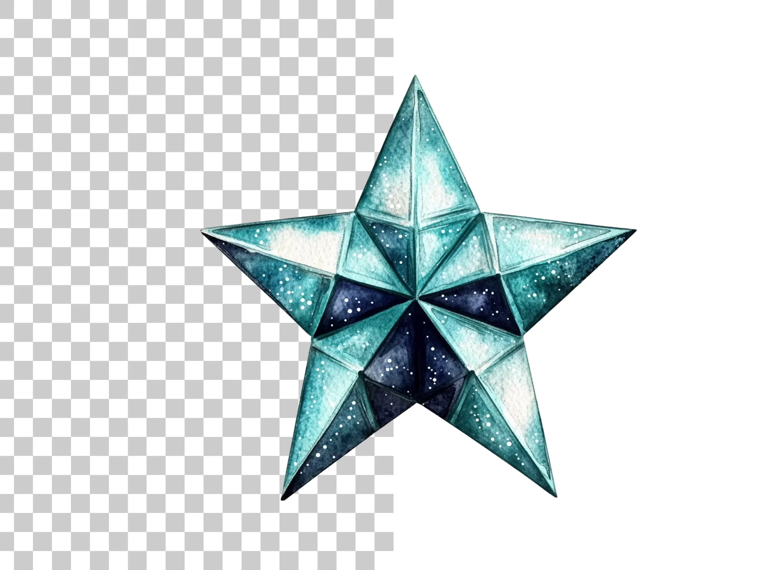 Geometric Blue Crystal Stars Clipart Bundle - Image 2