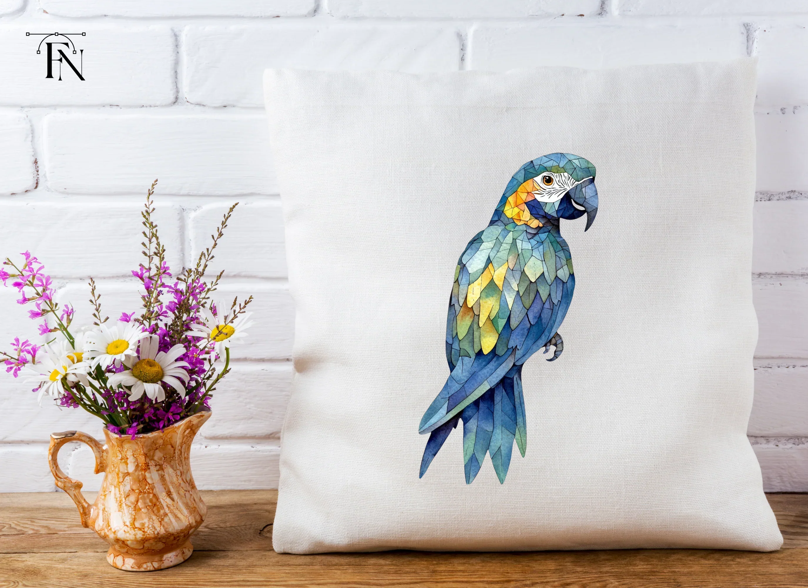 Geometric Blue Macaw Clipart Bundle - Image 4