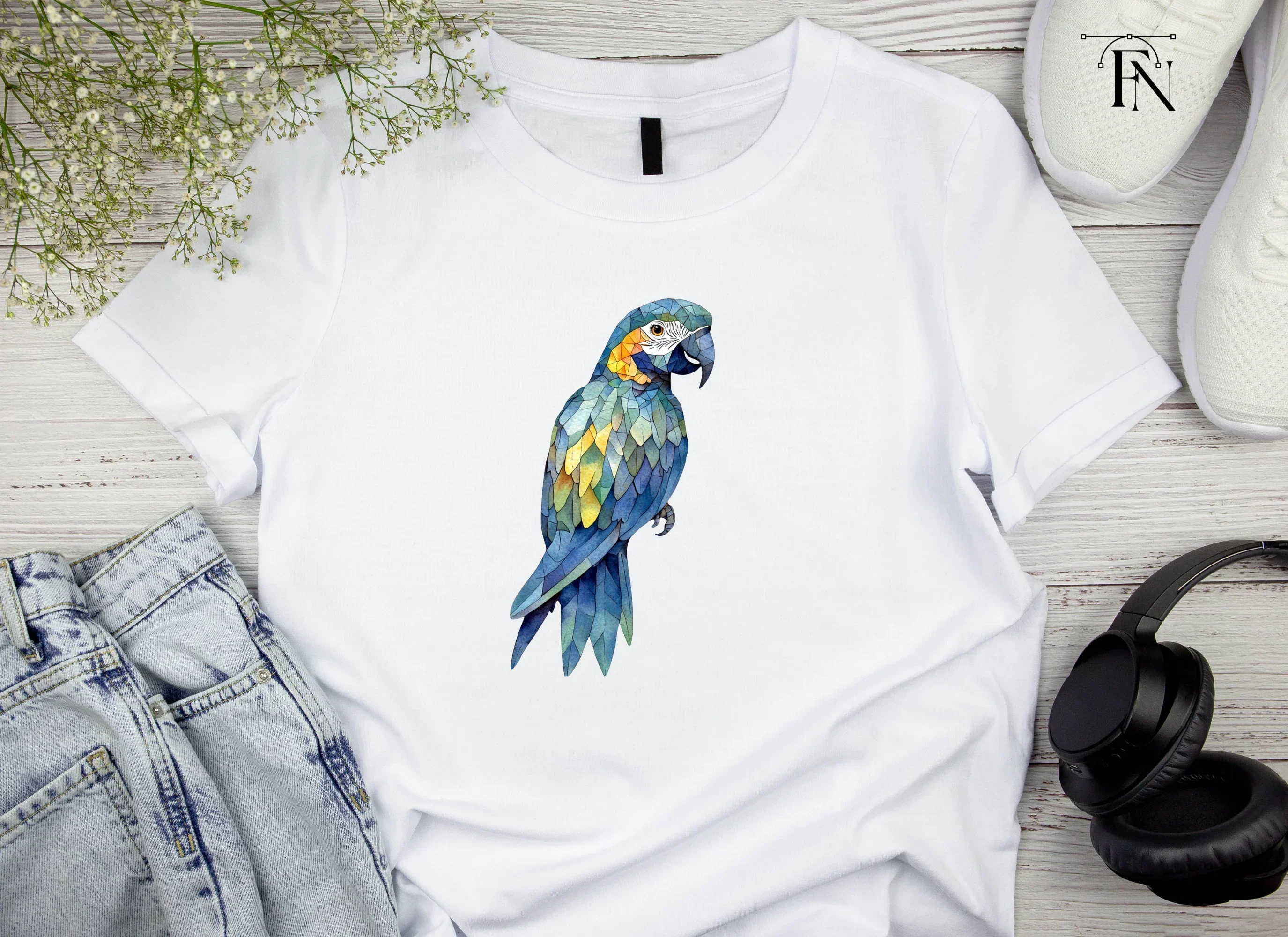 Geometric Blue Macaw Clipart Bundle - Image 5