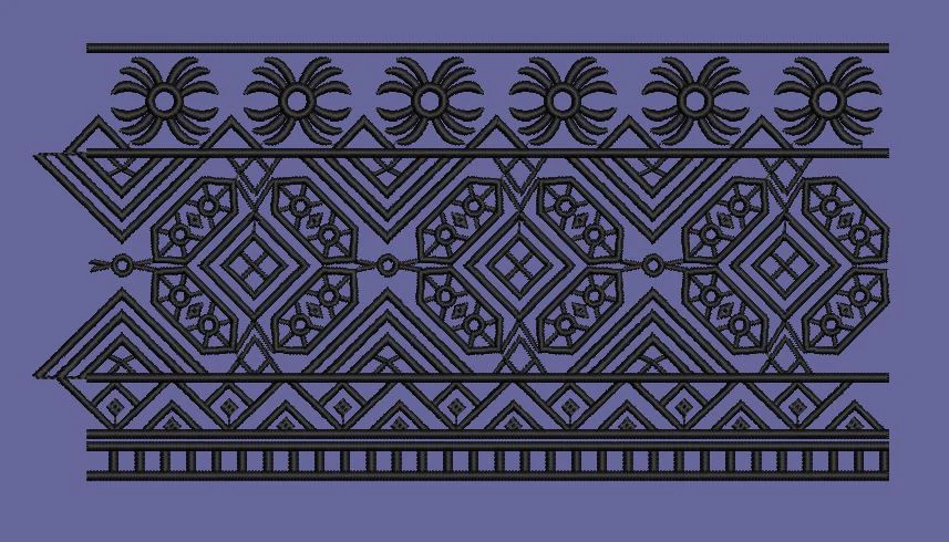 Geometric Border Industrial Linear Motif Embroidery Design