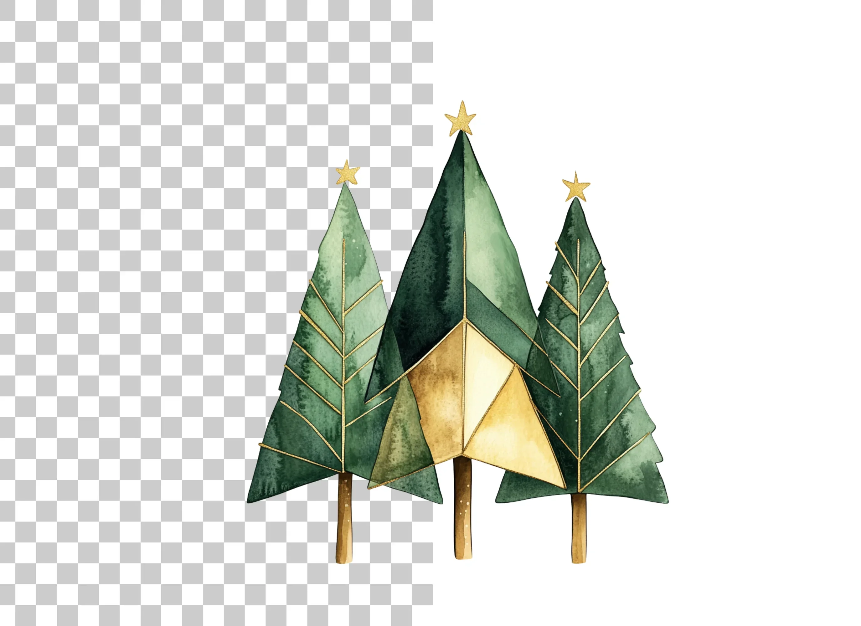 Geometric Christmas Trees Clipart Bundle - Image 6