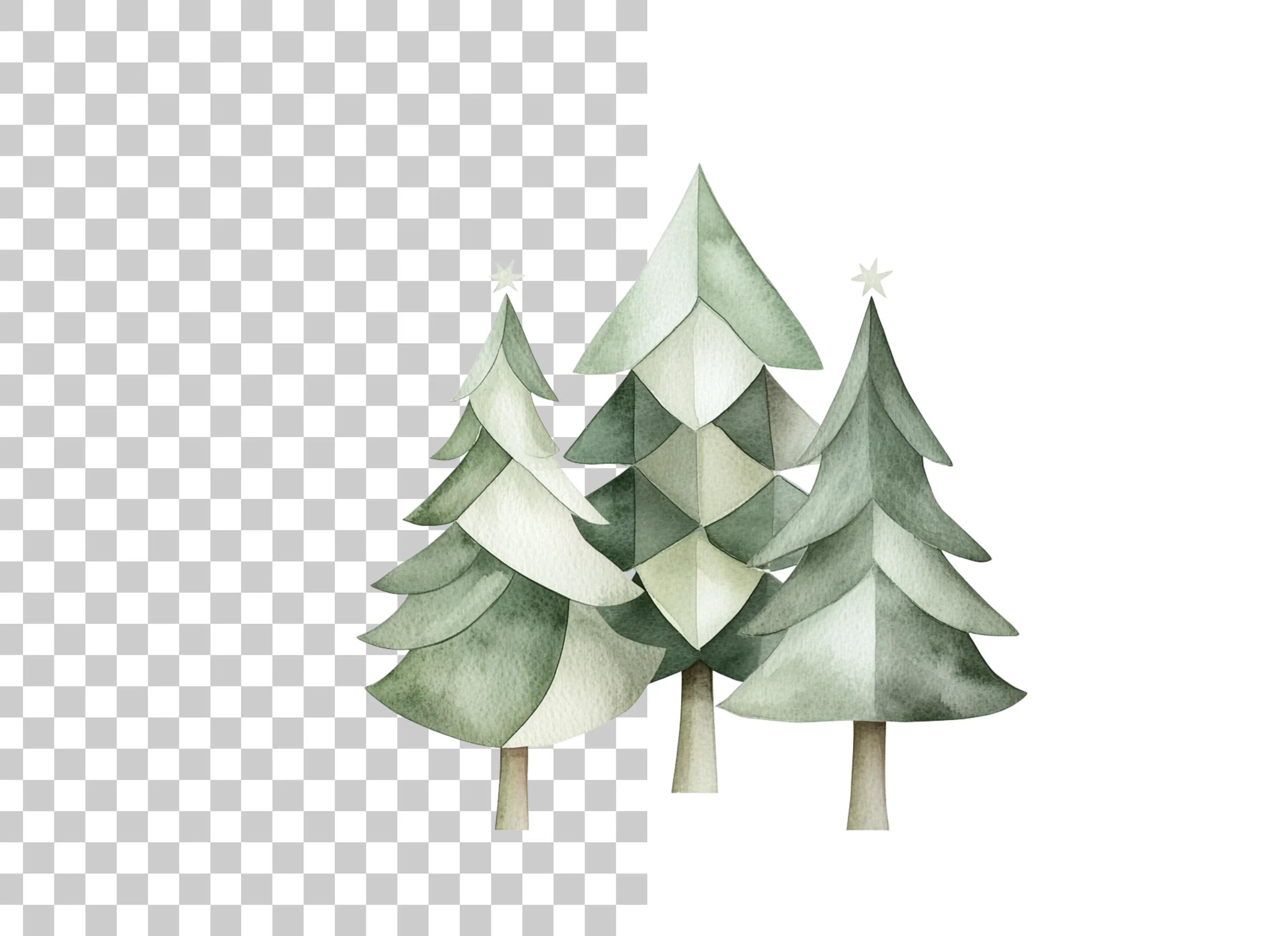 Geometric Christmas Trees Clipart Bundle - Image 6