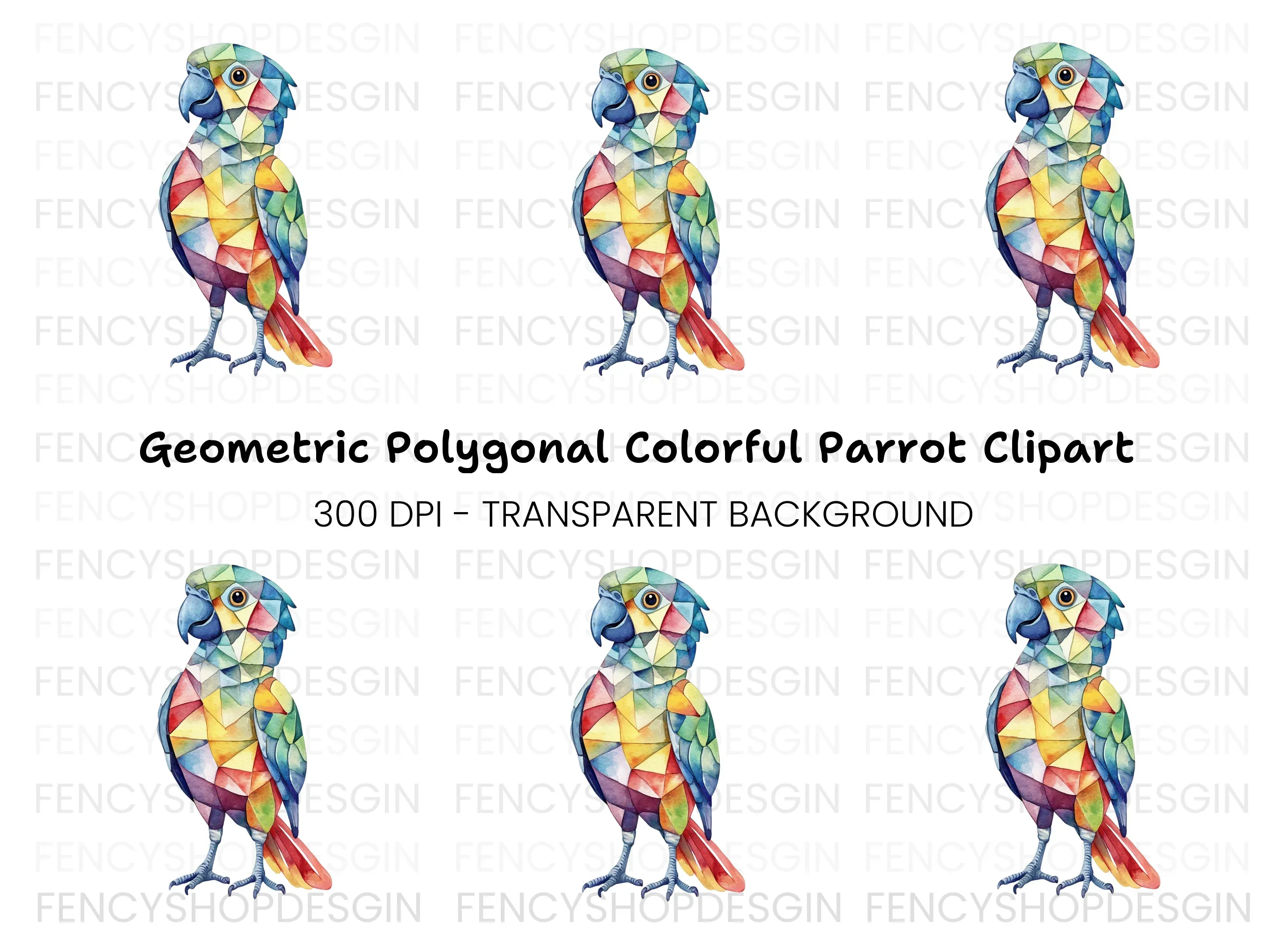 Geometric Parrot Clipart Bundle