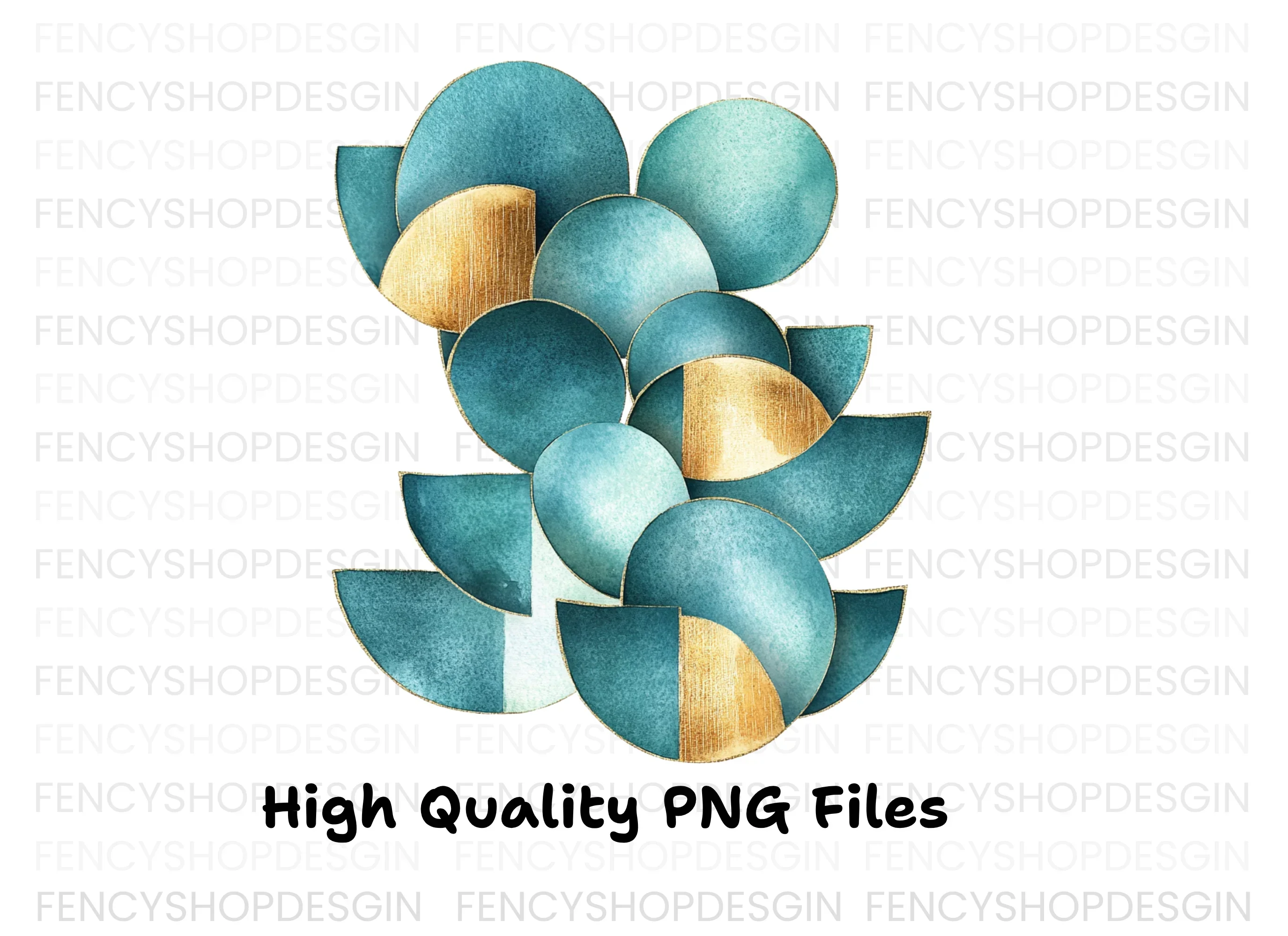 Geometric Teal Gold Abstract Clipart Bundle - Image 3