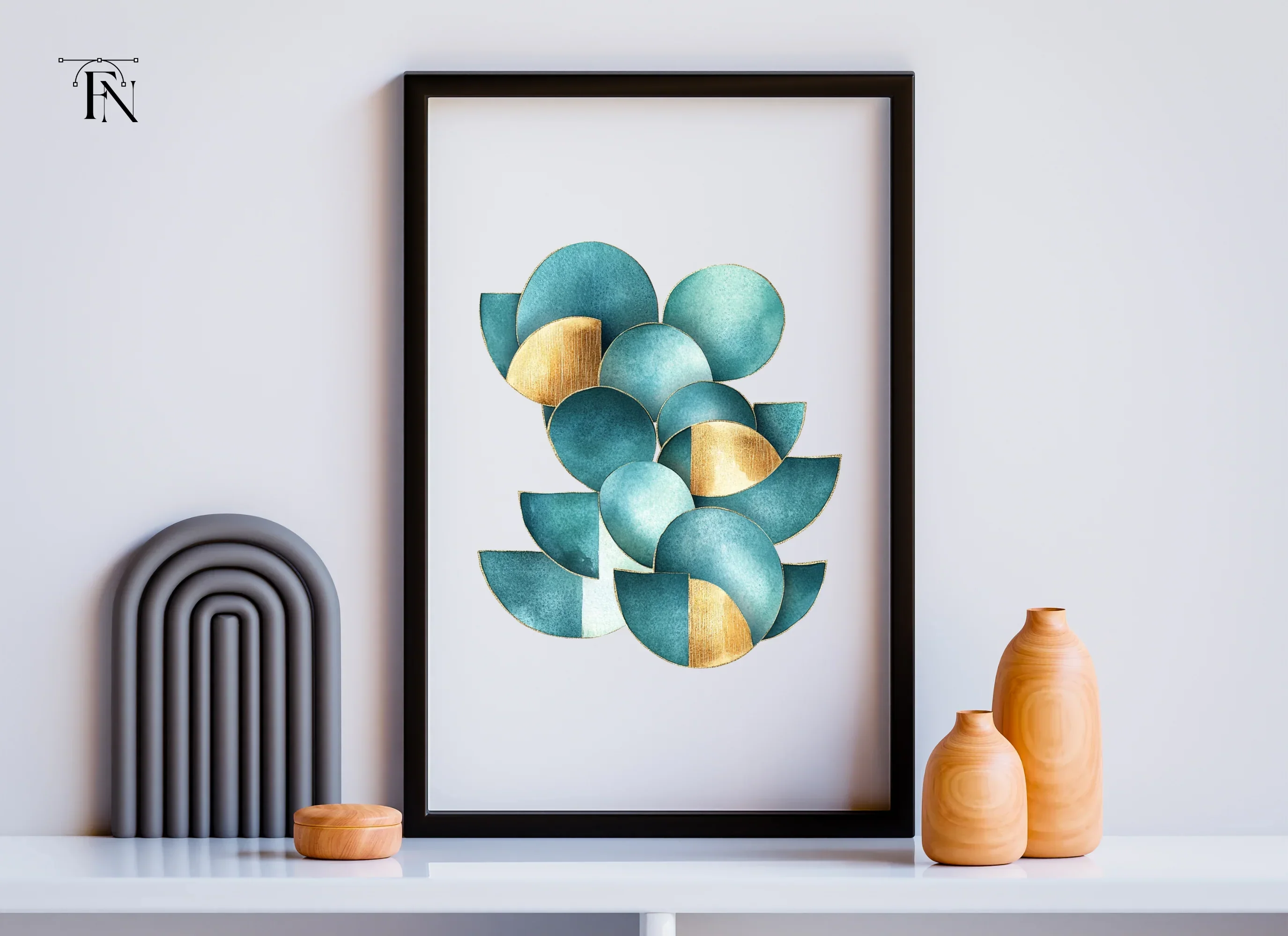 Geometric Teal Gold Abstract Clipart Bundle - Image 6
