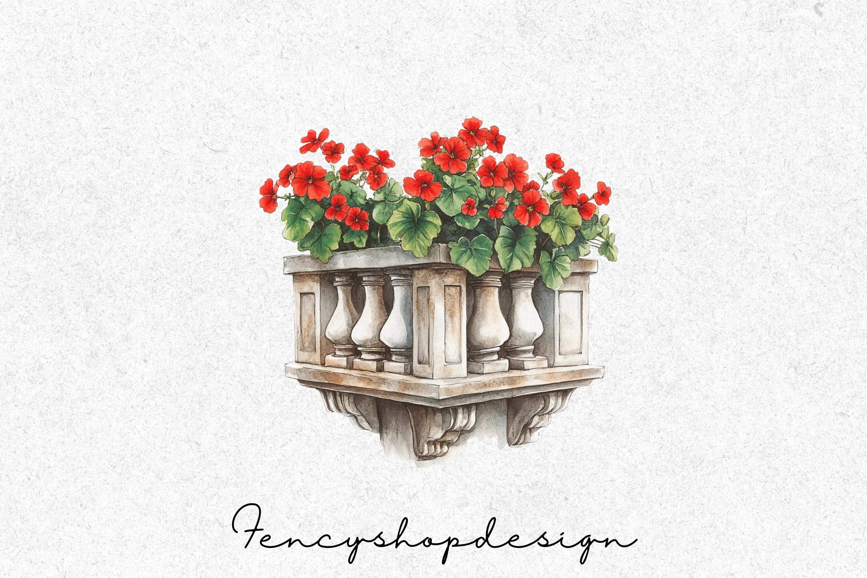 Geraniums Balcony Clipart Bundle - Image 3