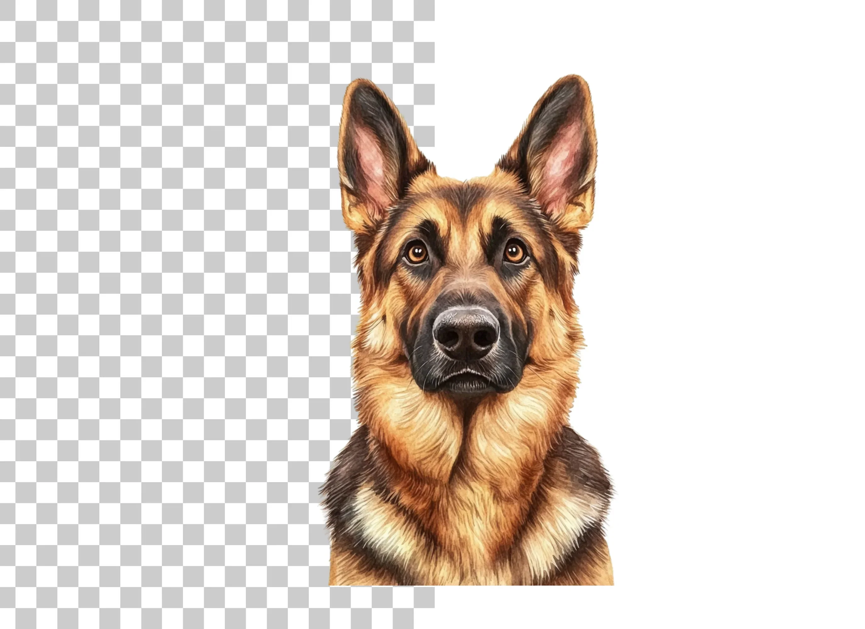 German Shepherd Dog Head Portraits Clipart Bundle - Image 2