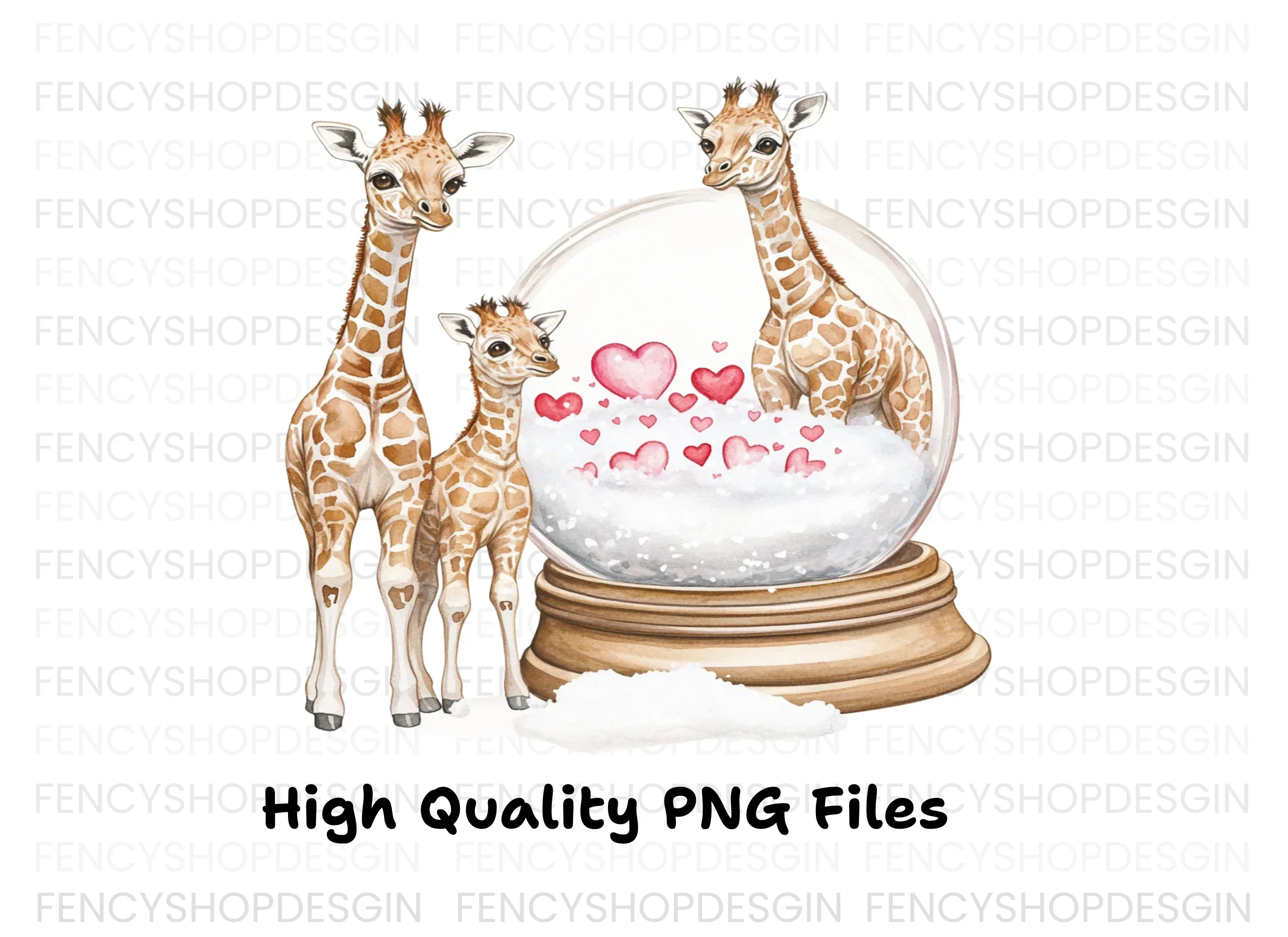 Giraffe Love Snow Globe Clipart Bundle - Image 3