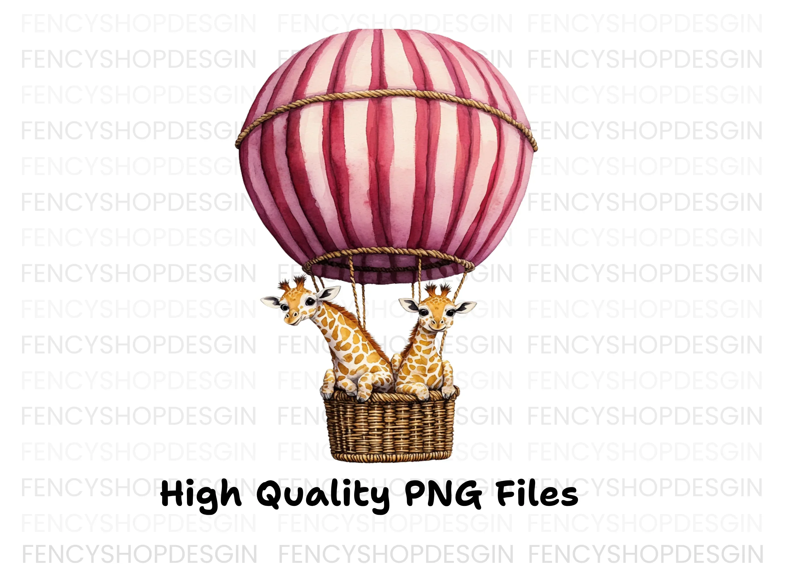 Giraffes in Hot Air Balloons Clipart Bundle - Image 2