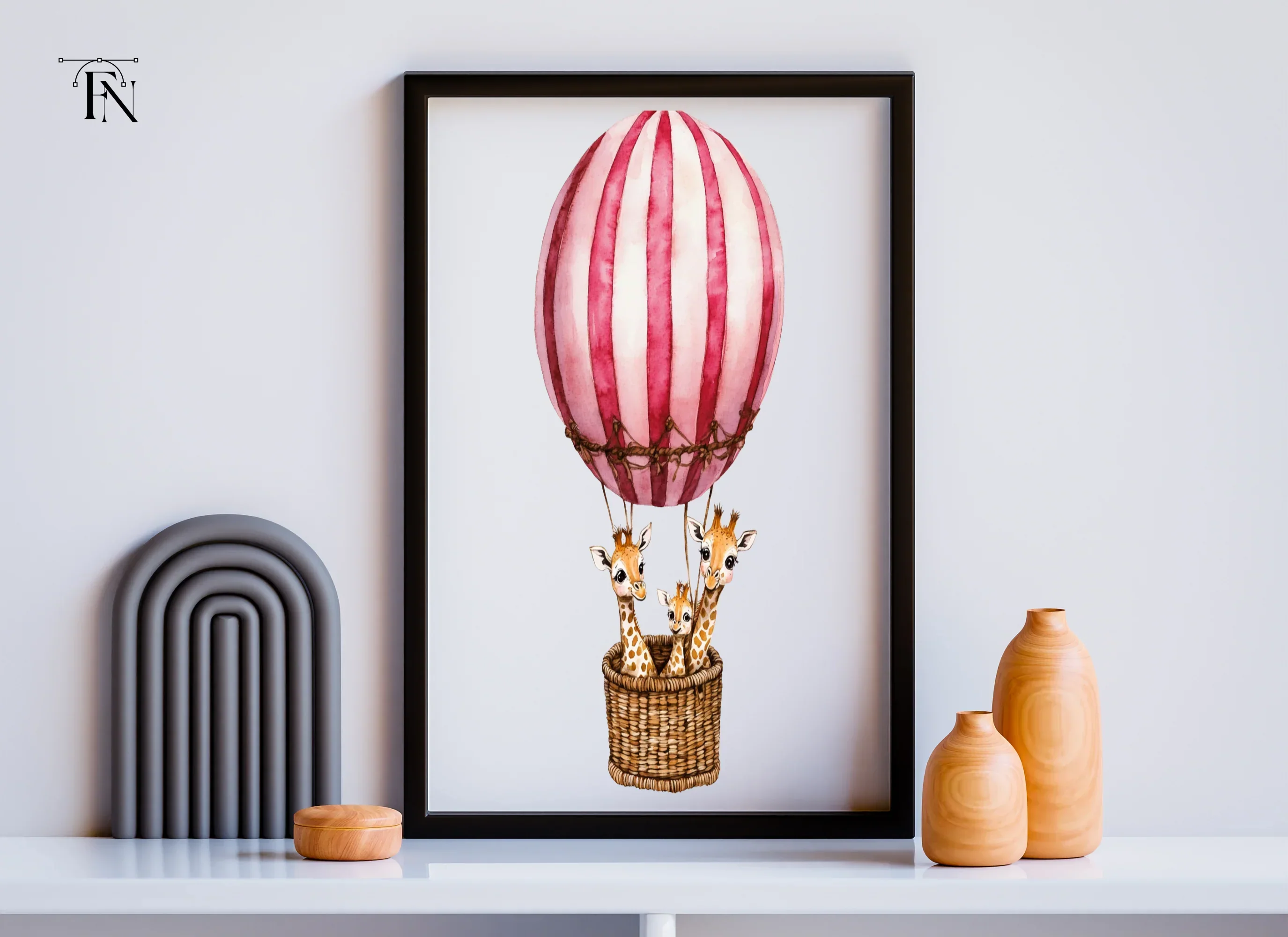 Giraffes in Hot Air Balloons Clipart Bundle - Image 3