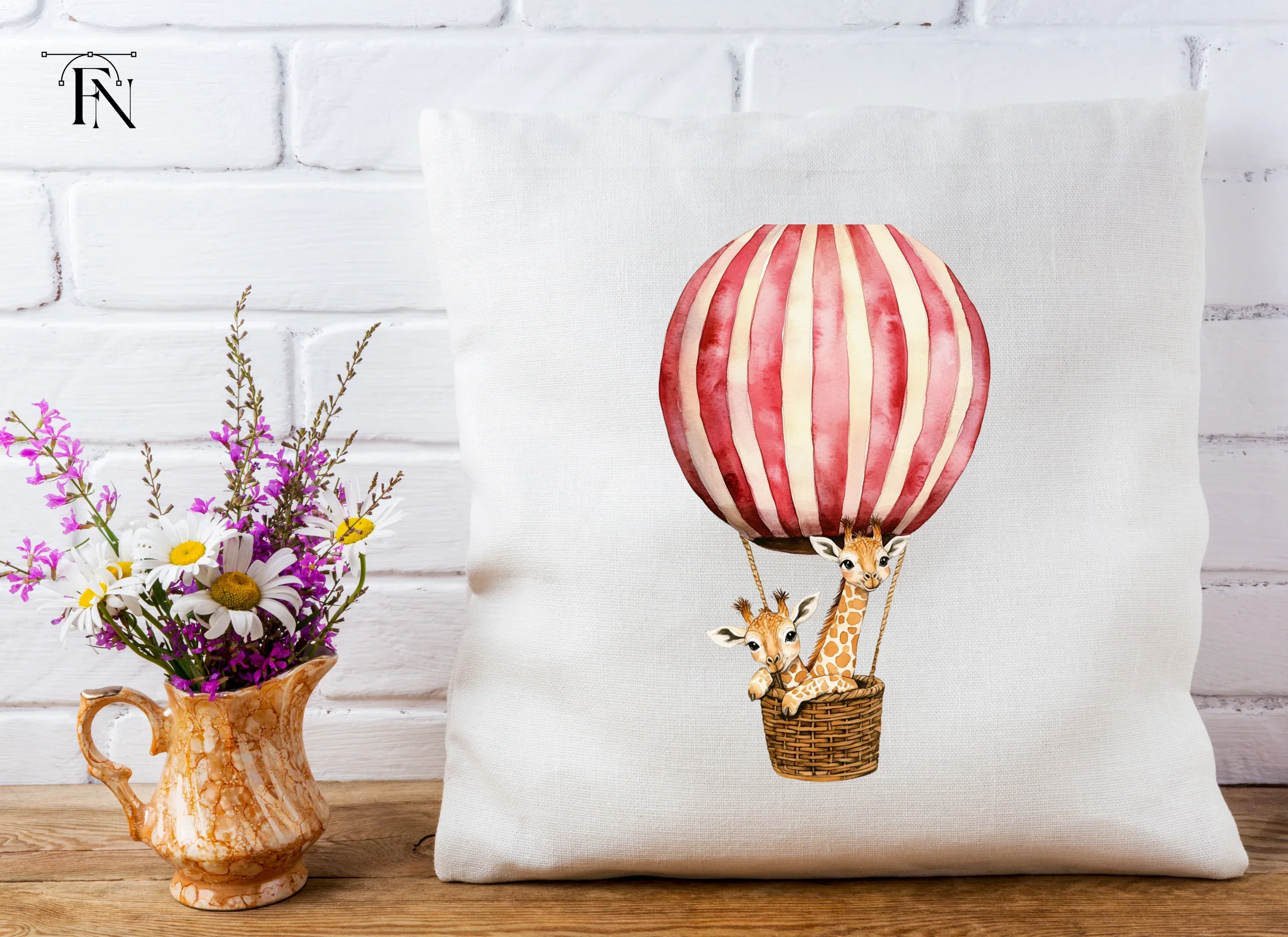 Giraffes in Hot Air Balloons Clipart Bundle - Image 4