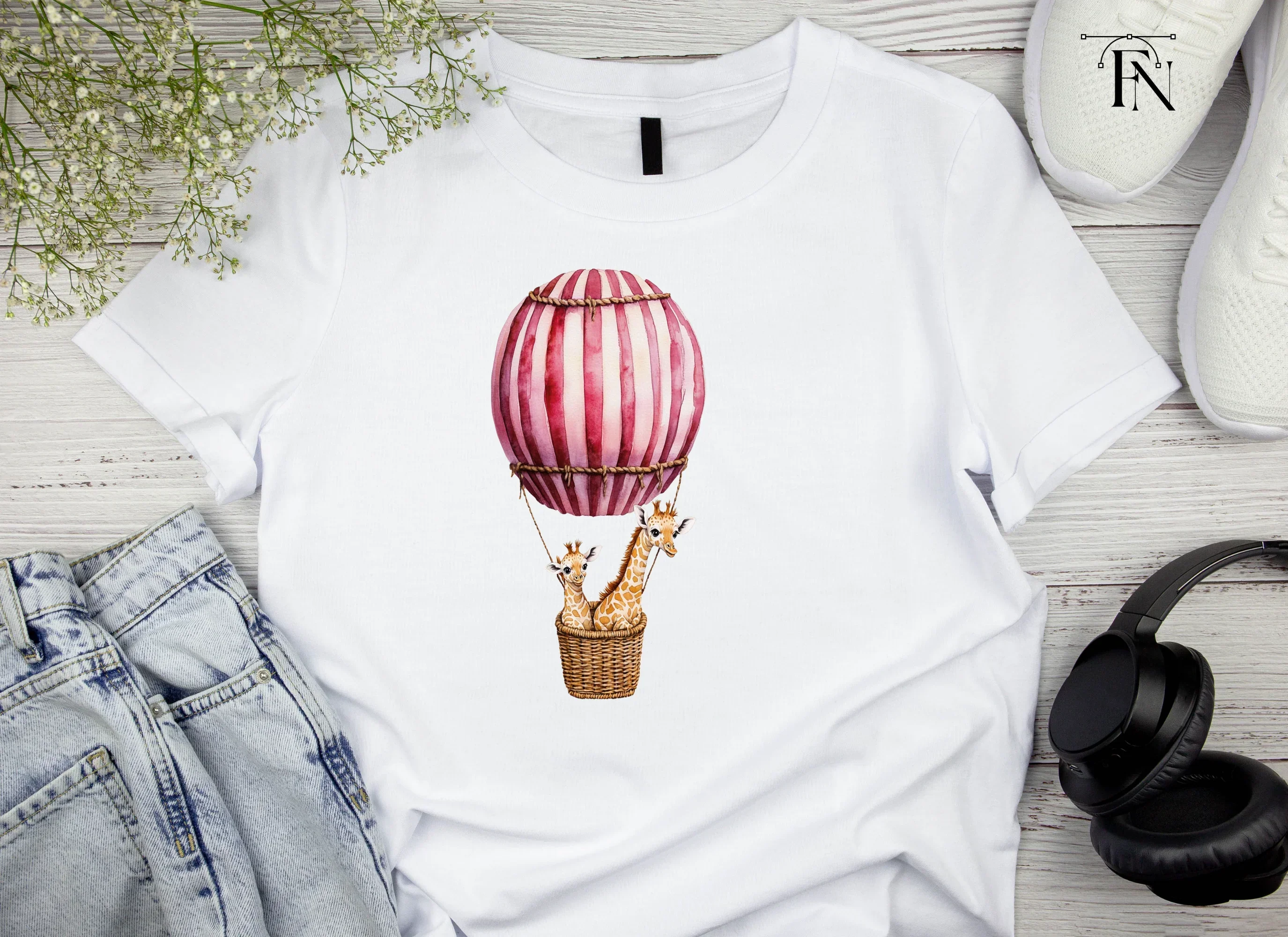 Giraffes in Hot Air Balloons Clipart Bundle - Image 5