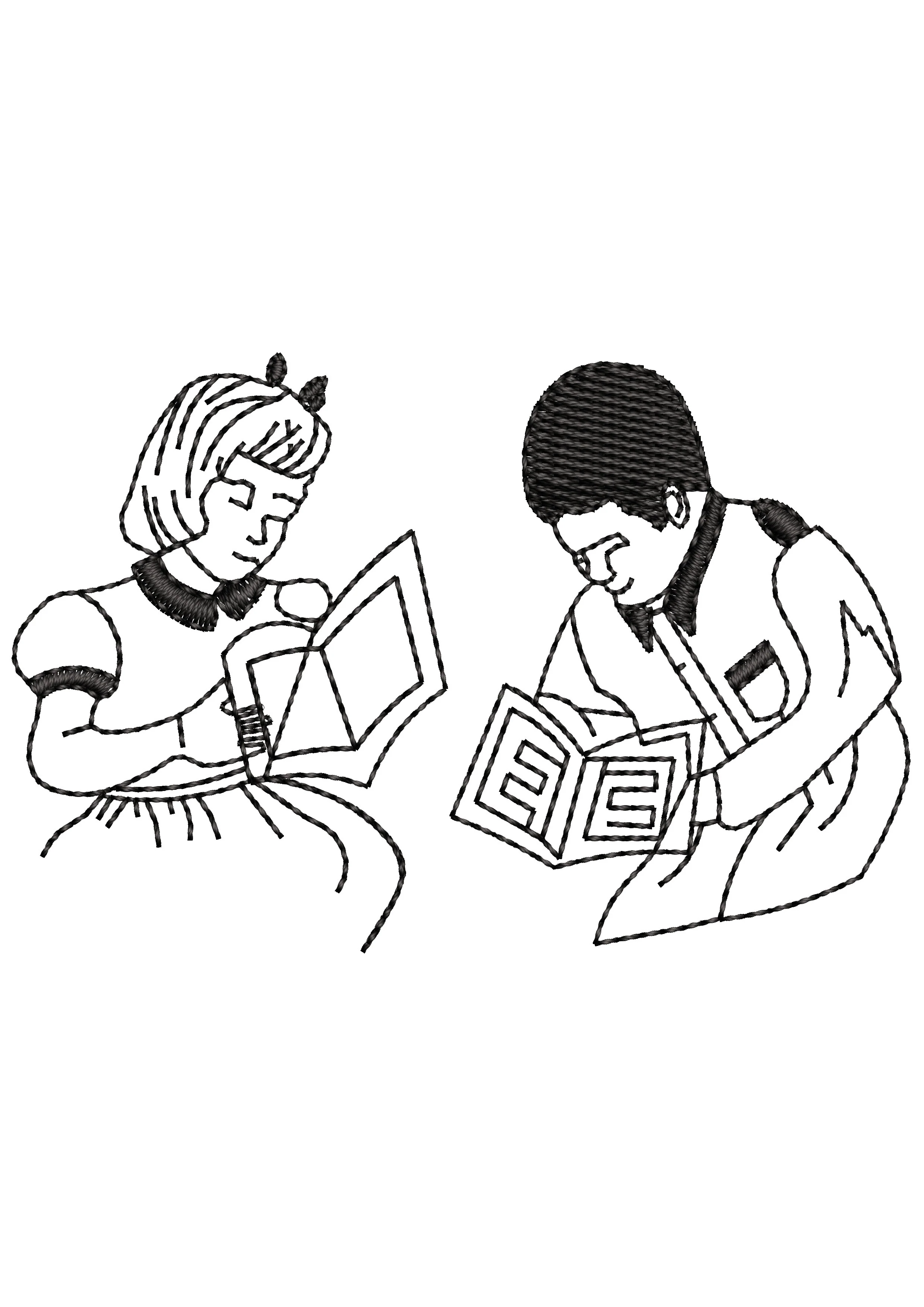 Girl Boy Embroidery Design
