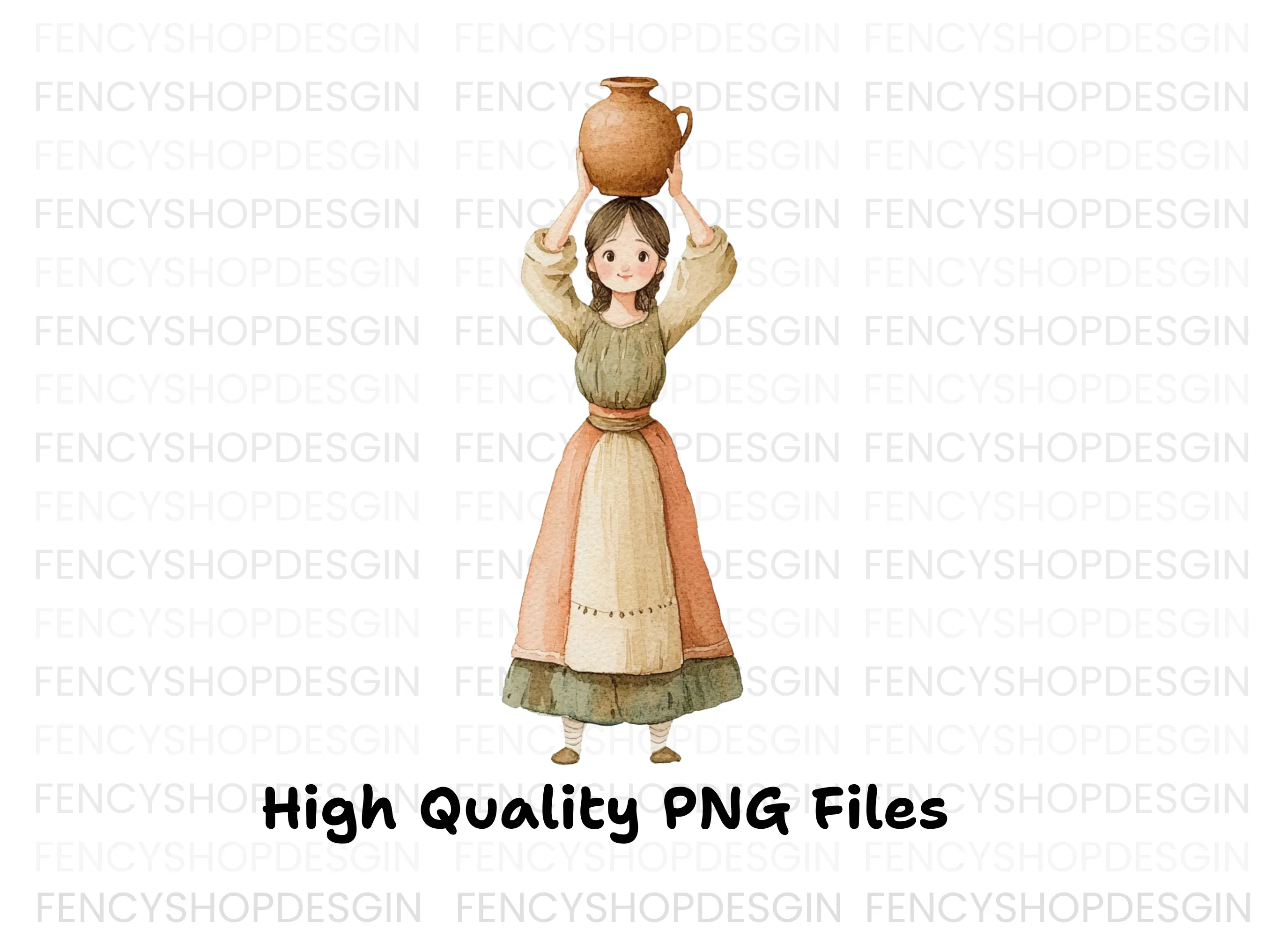 Girl Carrying Pot Clipart Bundle - Image 3