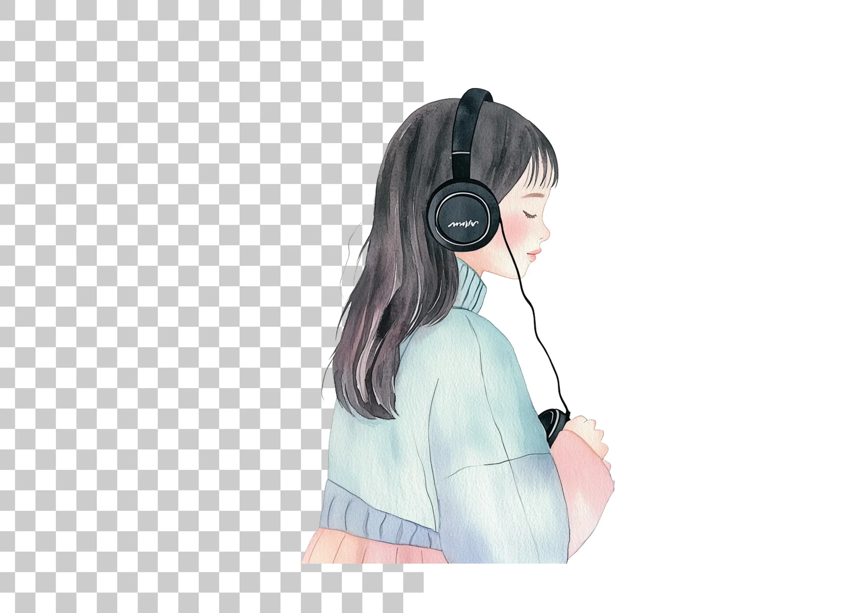 Girl Listening to Music Clipart Bundle - Image 2