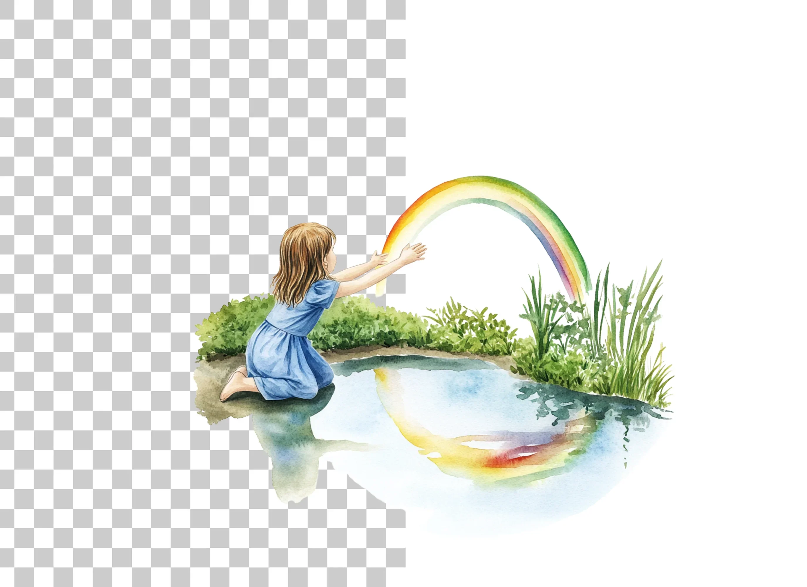 Girl Reaching for Rainbow Clipart Bundle - Image 2