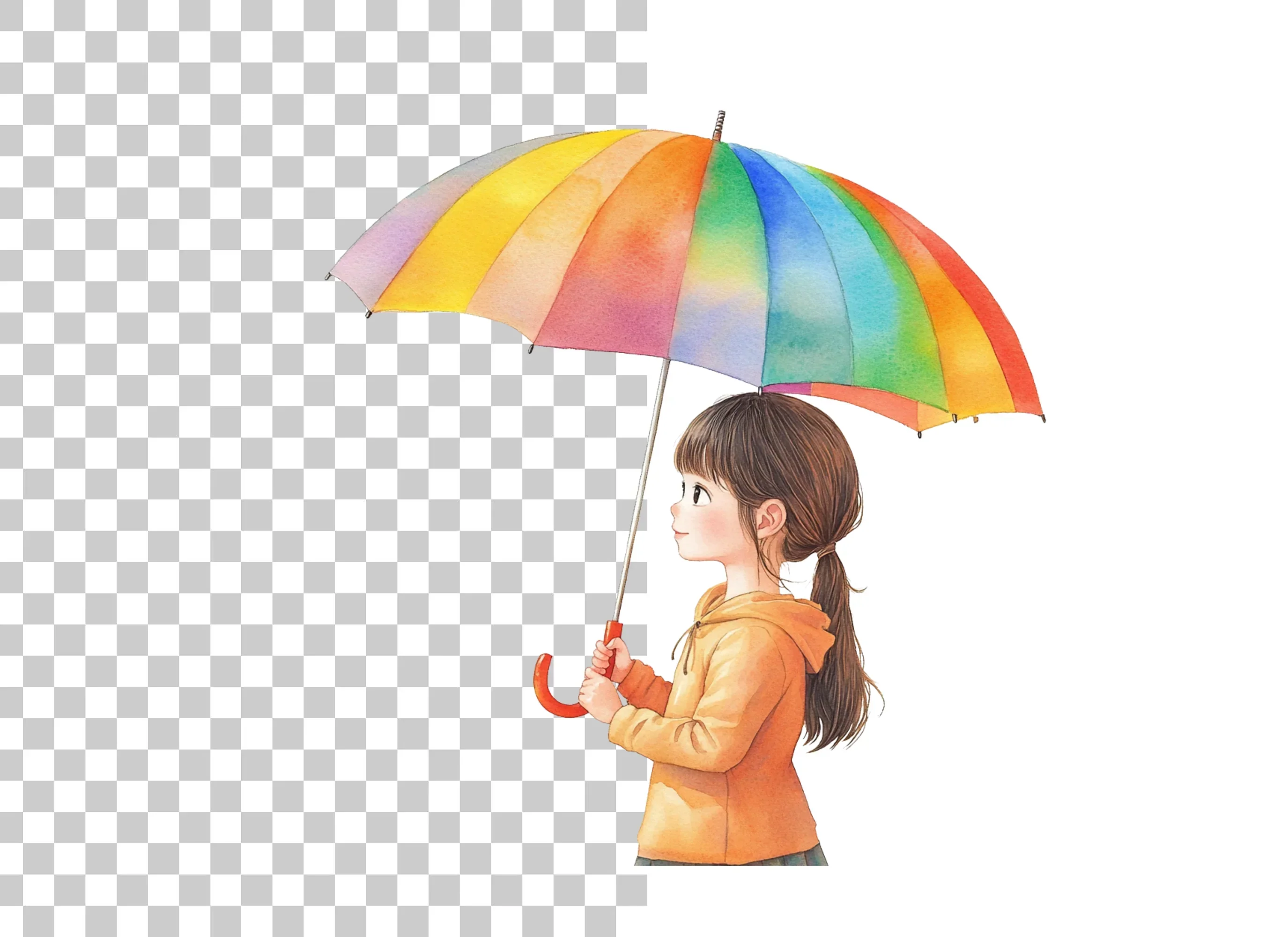 Girl with Rainbow Umbrella Clipart Bundle - Image 3