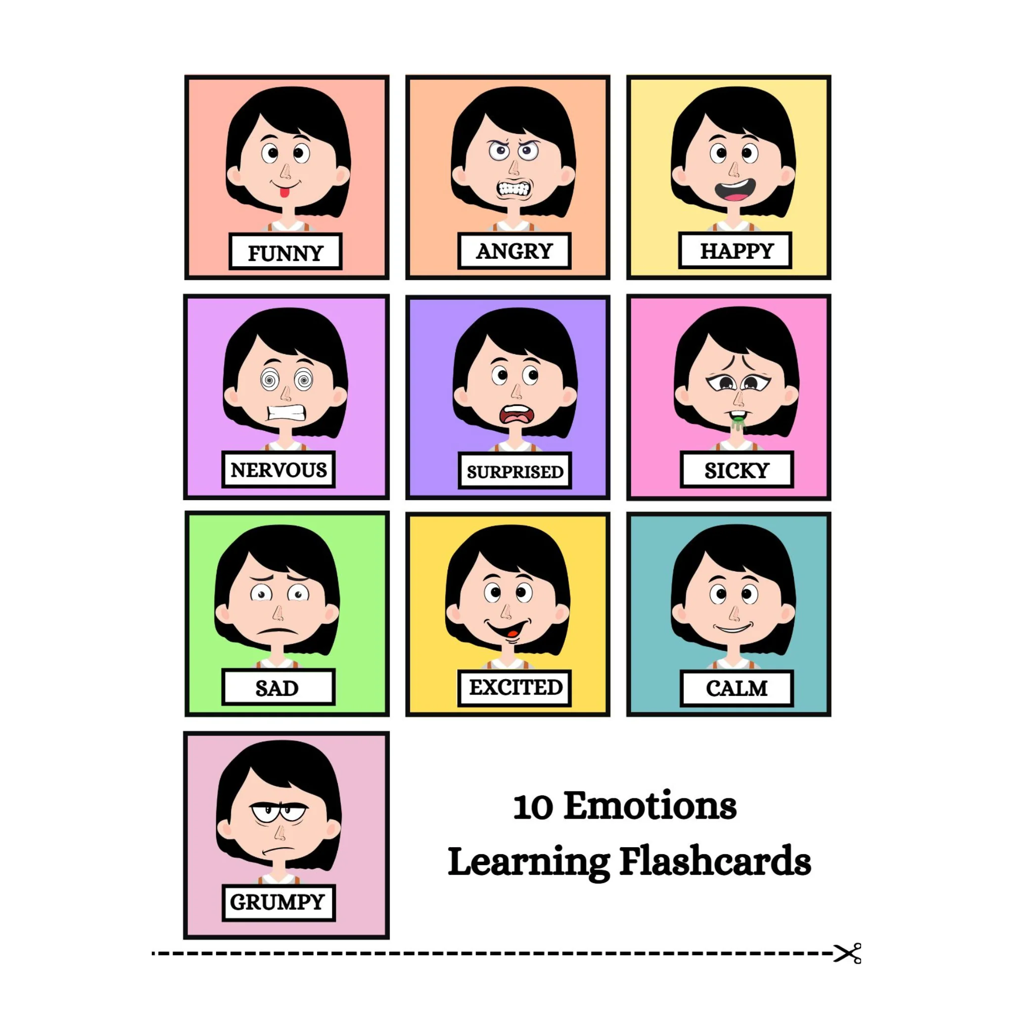 Girls Emotions Activity Flashcards - Image 4