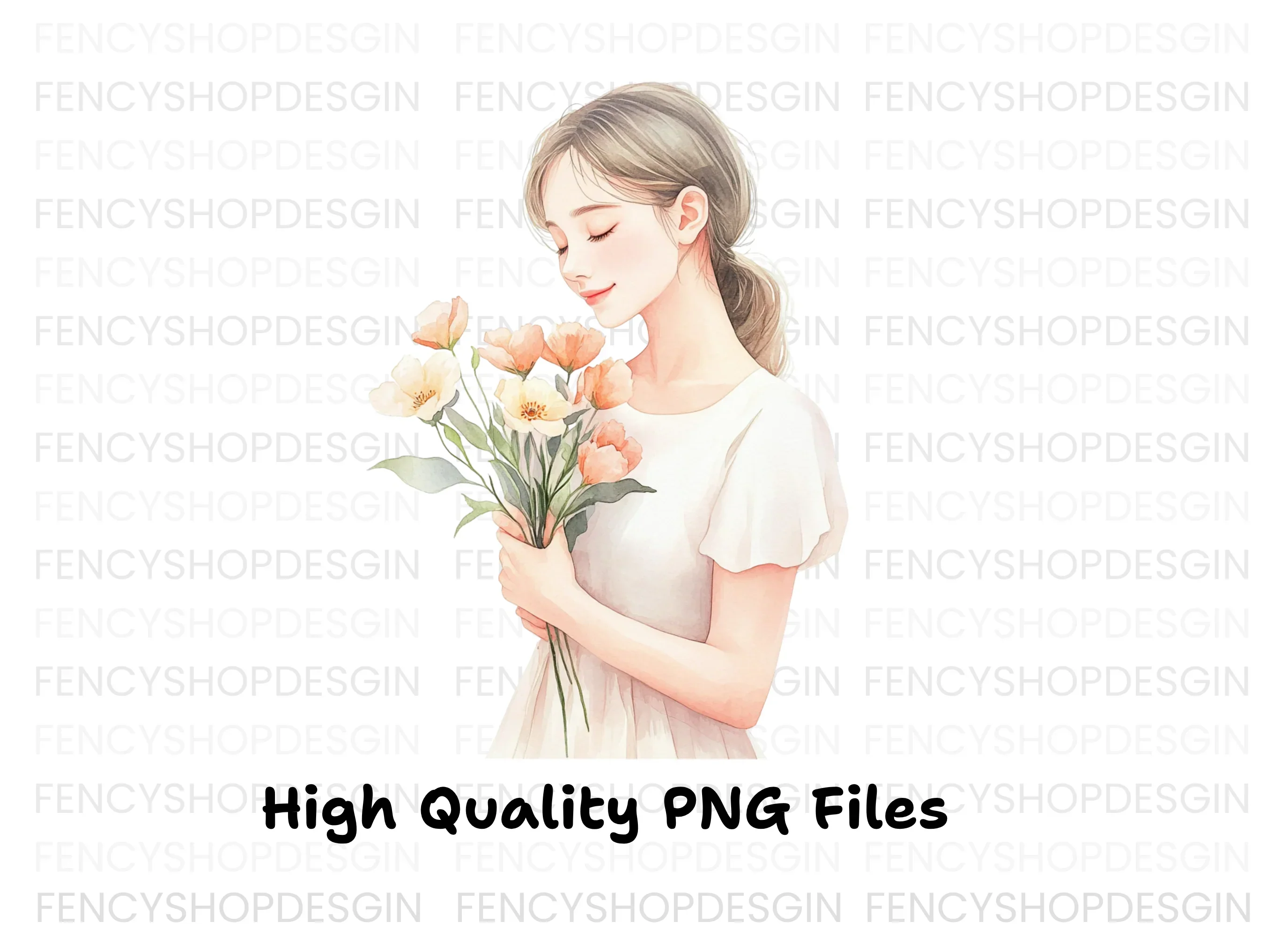 Girls Holding Flowers Clipart Bundle - Image 2