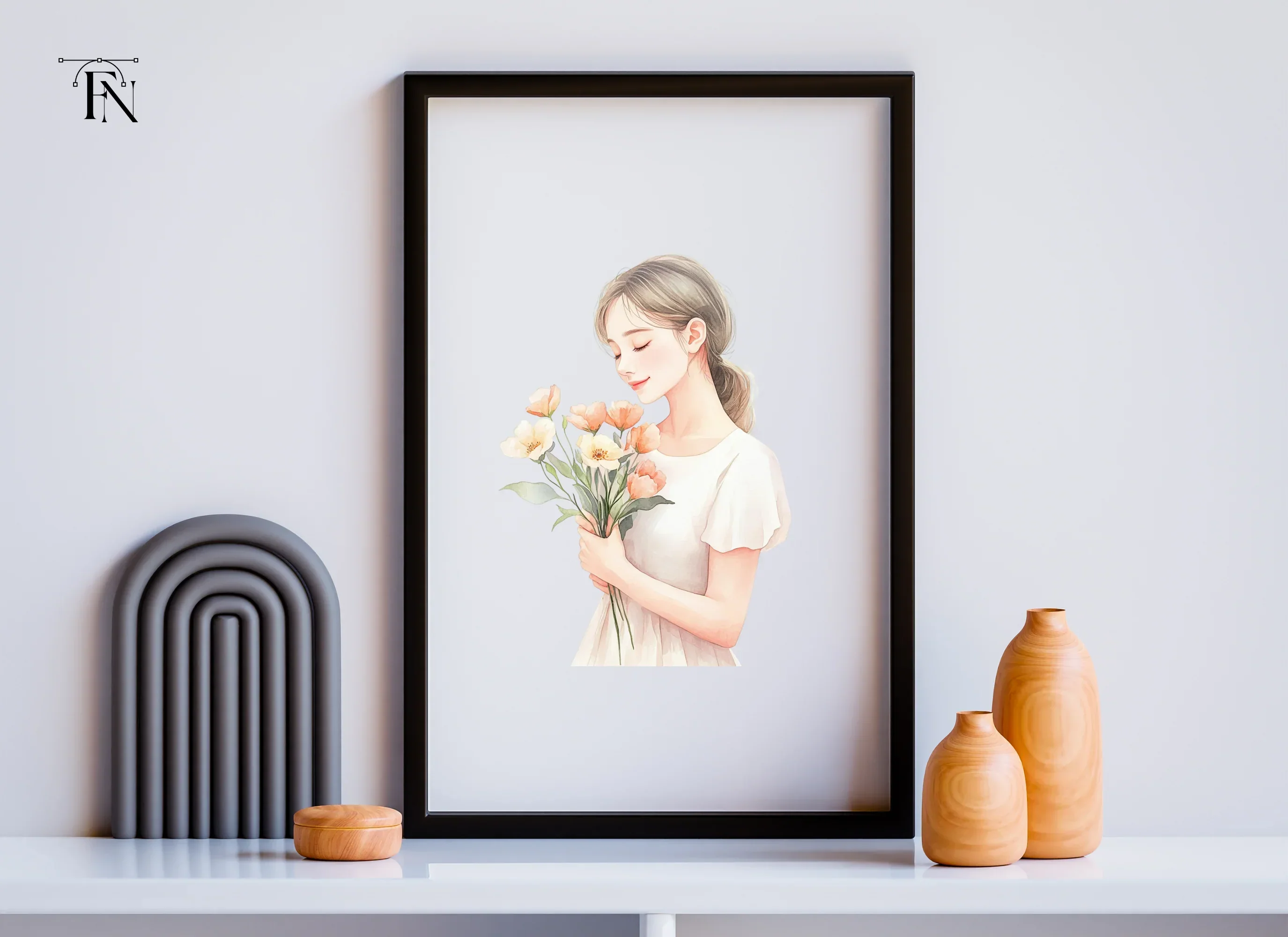 Girls Holding Flowers Clipart Bundle - Image 3