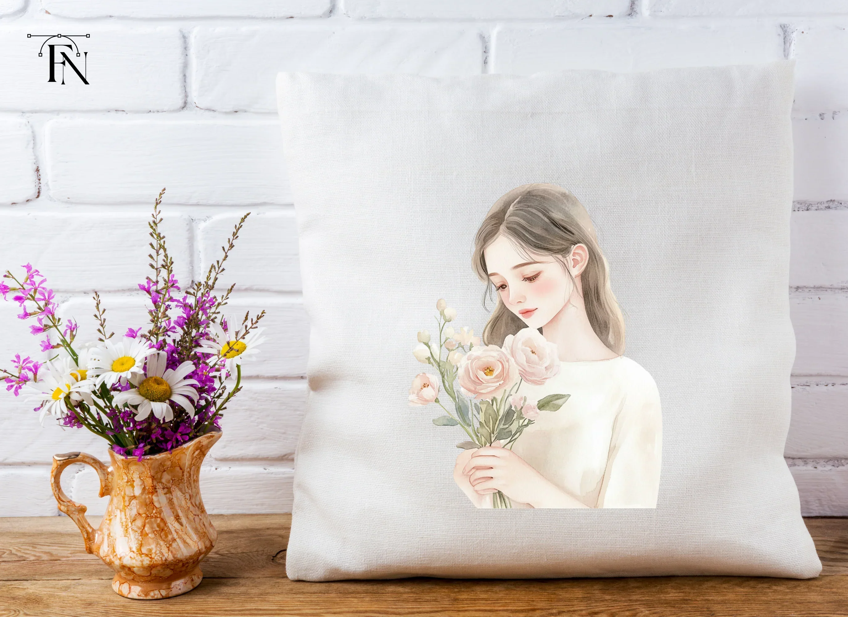 Girls Holding Flowers Clipart Bundle - Image 4
