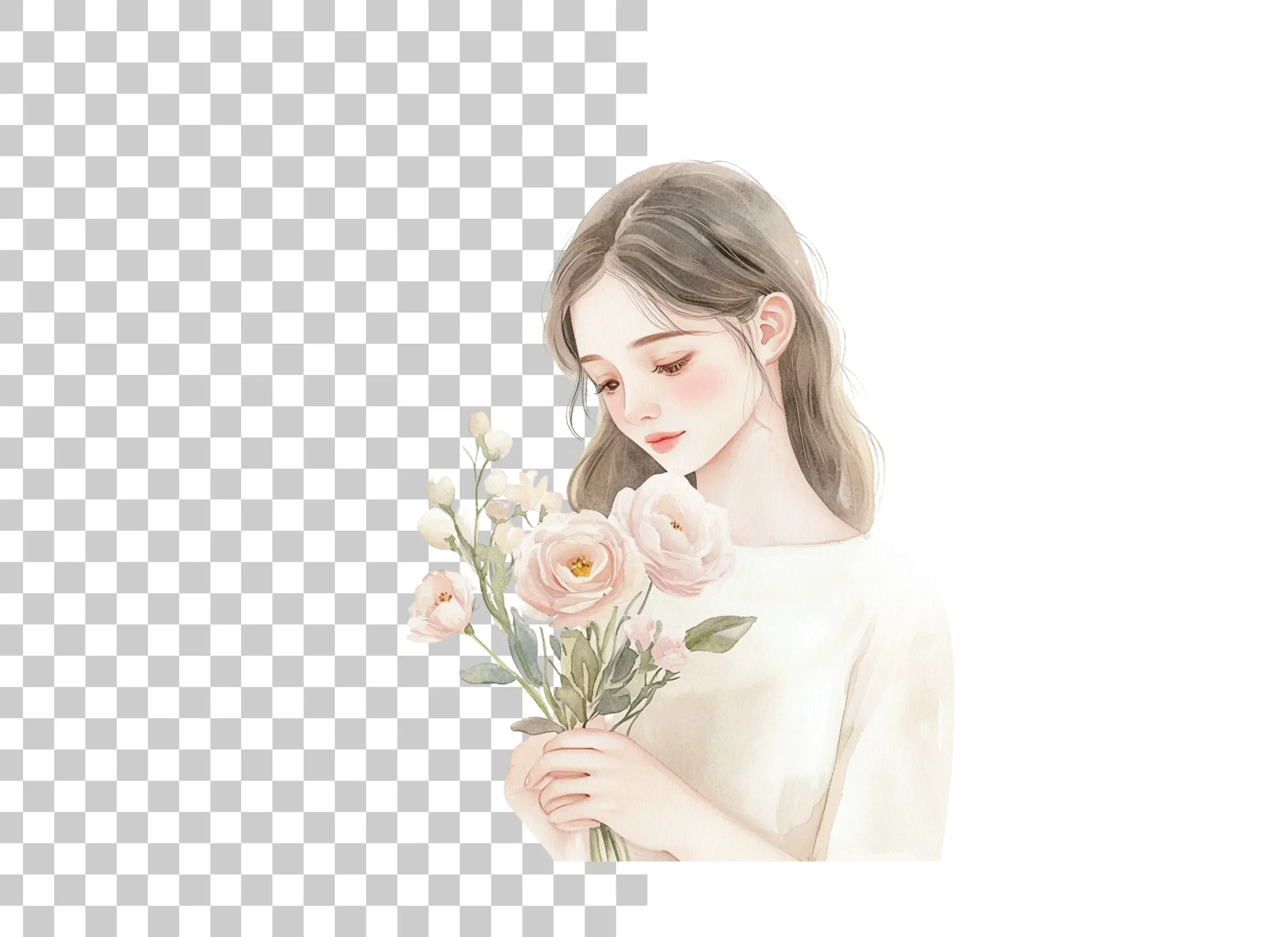 Girls Holding Flowers Clipart Bundle - Image 6
