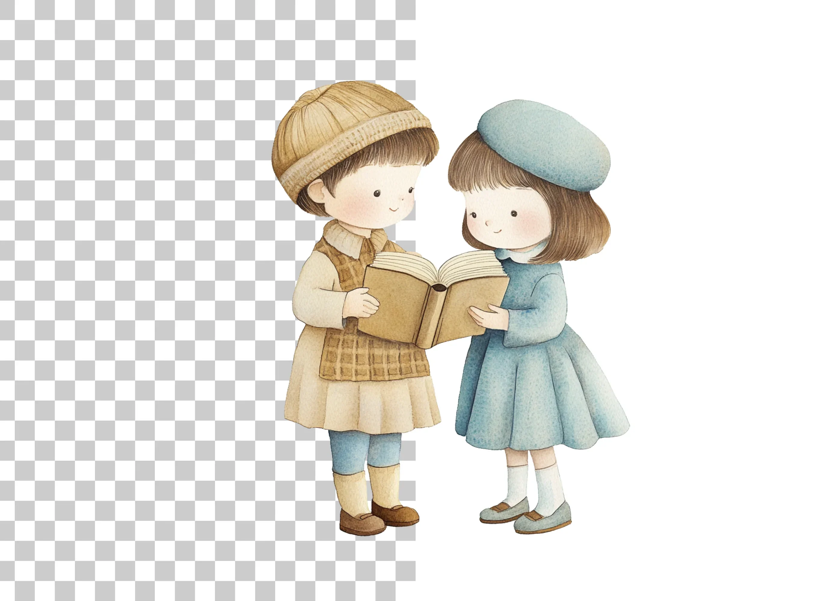Girls Reading Together Clipart Bundle - Image 2