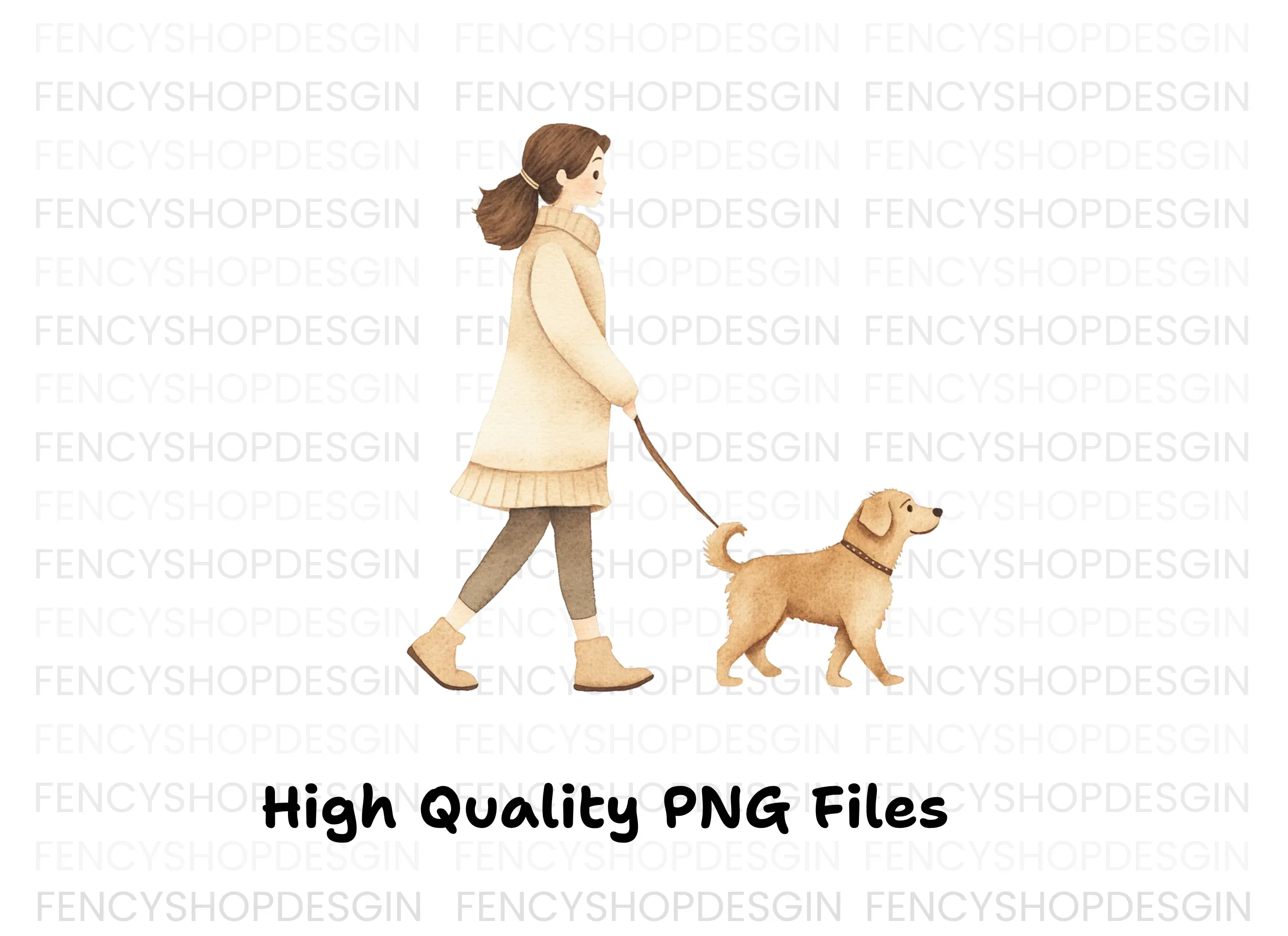 Girls Walking Dogs Clipart Bundle - Image 4